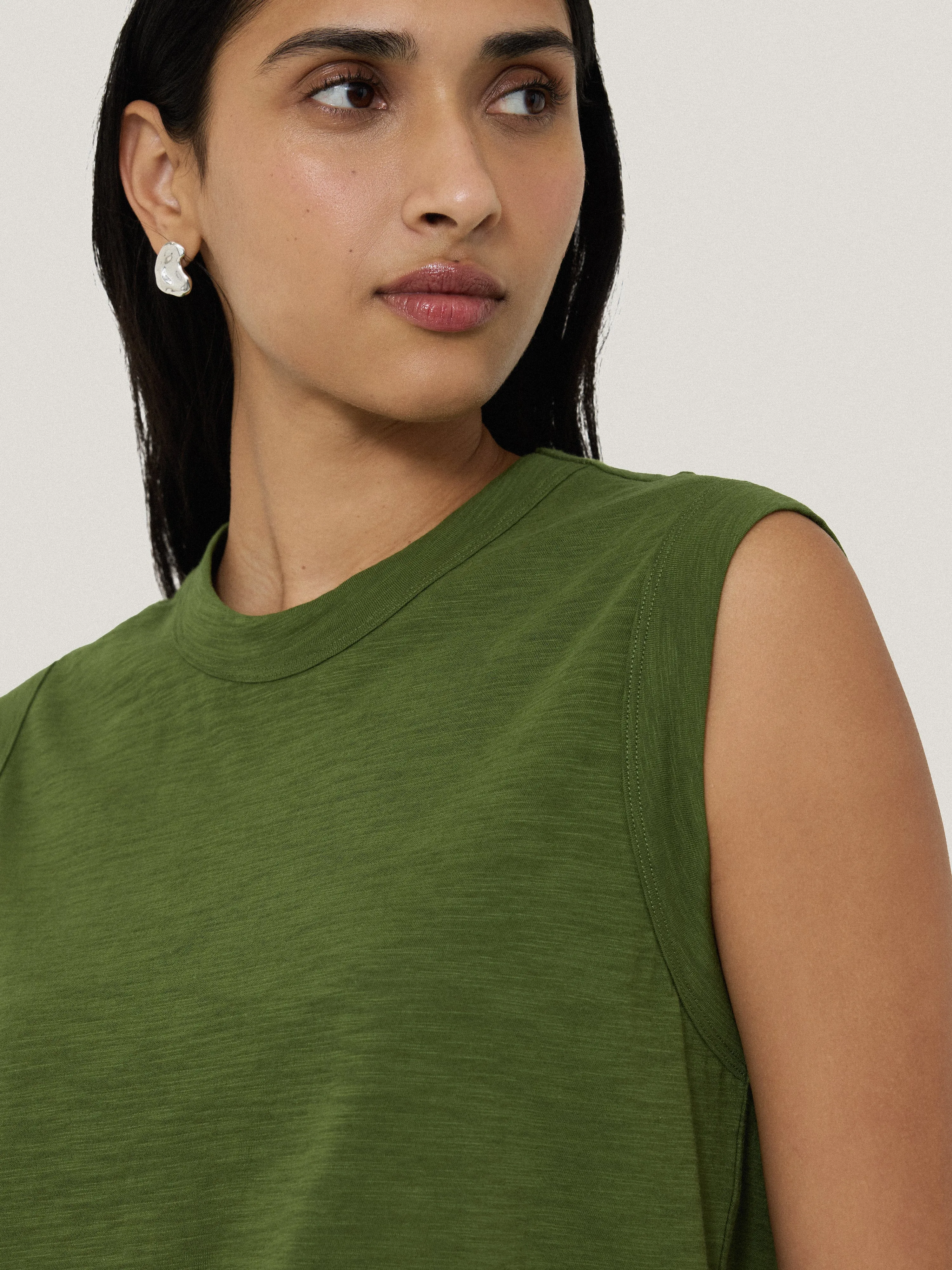 Cotton Slub Tank Top | Green sold by Jigsaw product image thumbnail 2