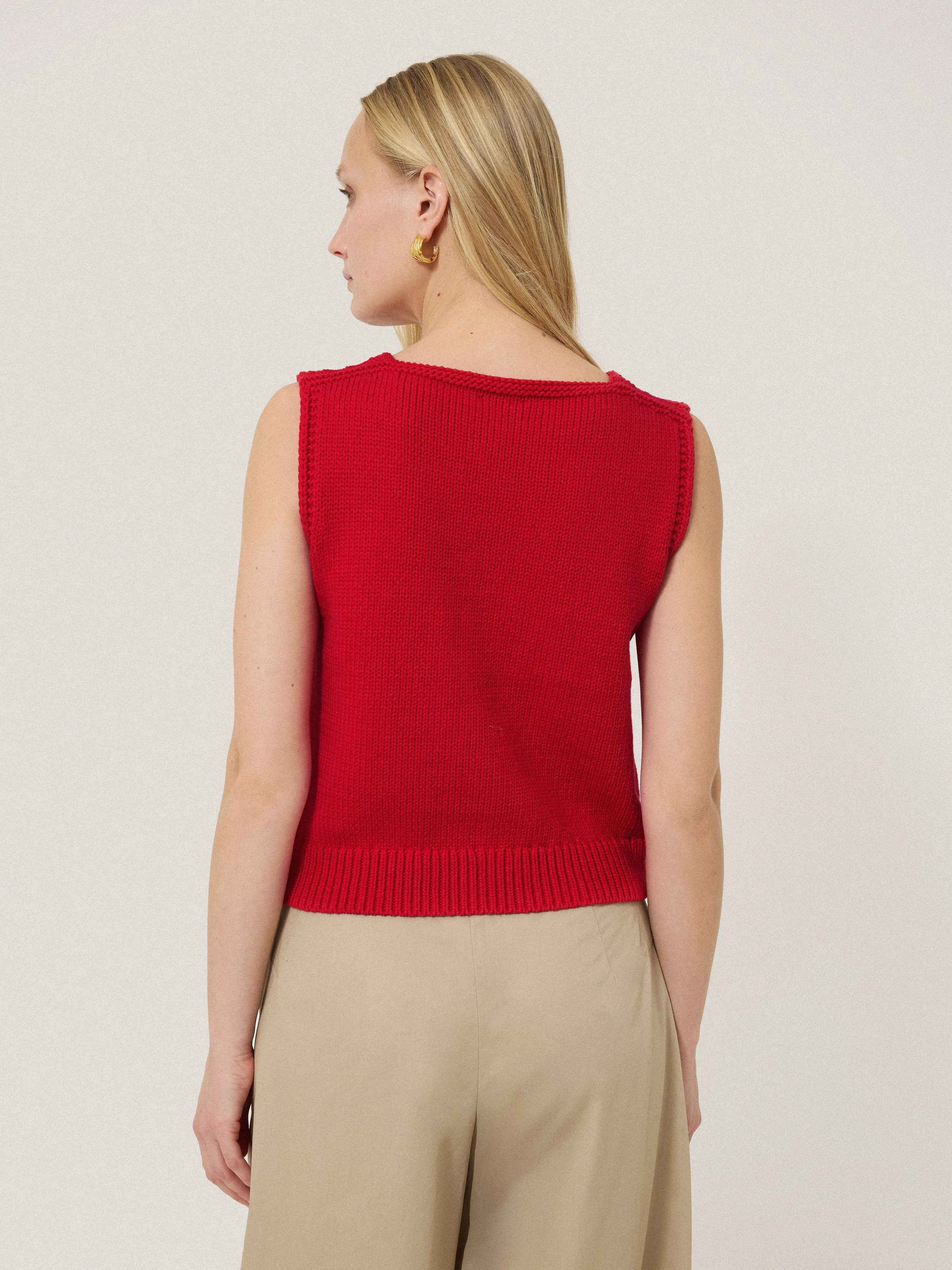 Chunky Cotton Blend V Tank | Red sold by Jigsaw product image thumbnail 4