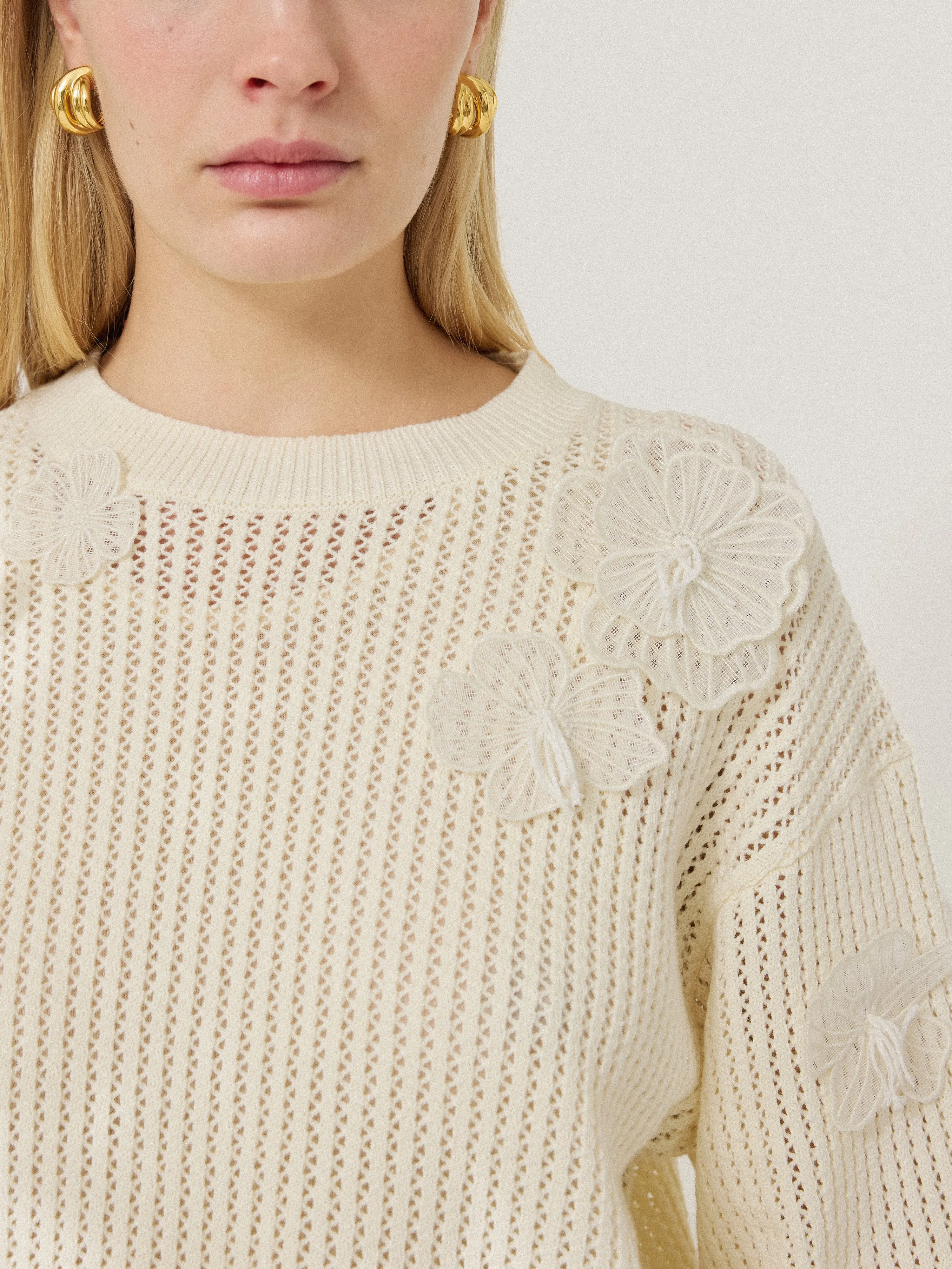 Floral Applique Knit Top | Cream sold by Jigsaw product image thumbnail 3