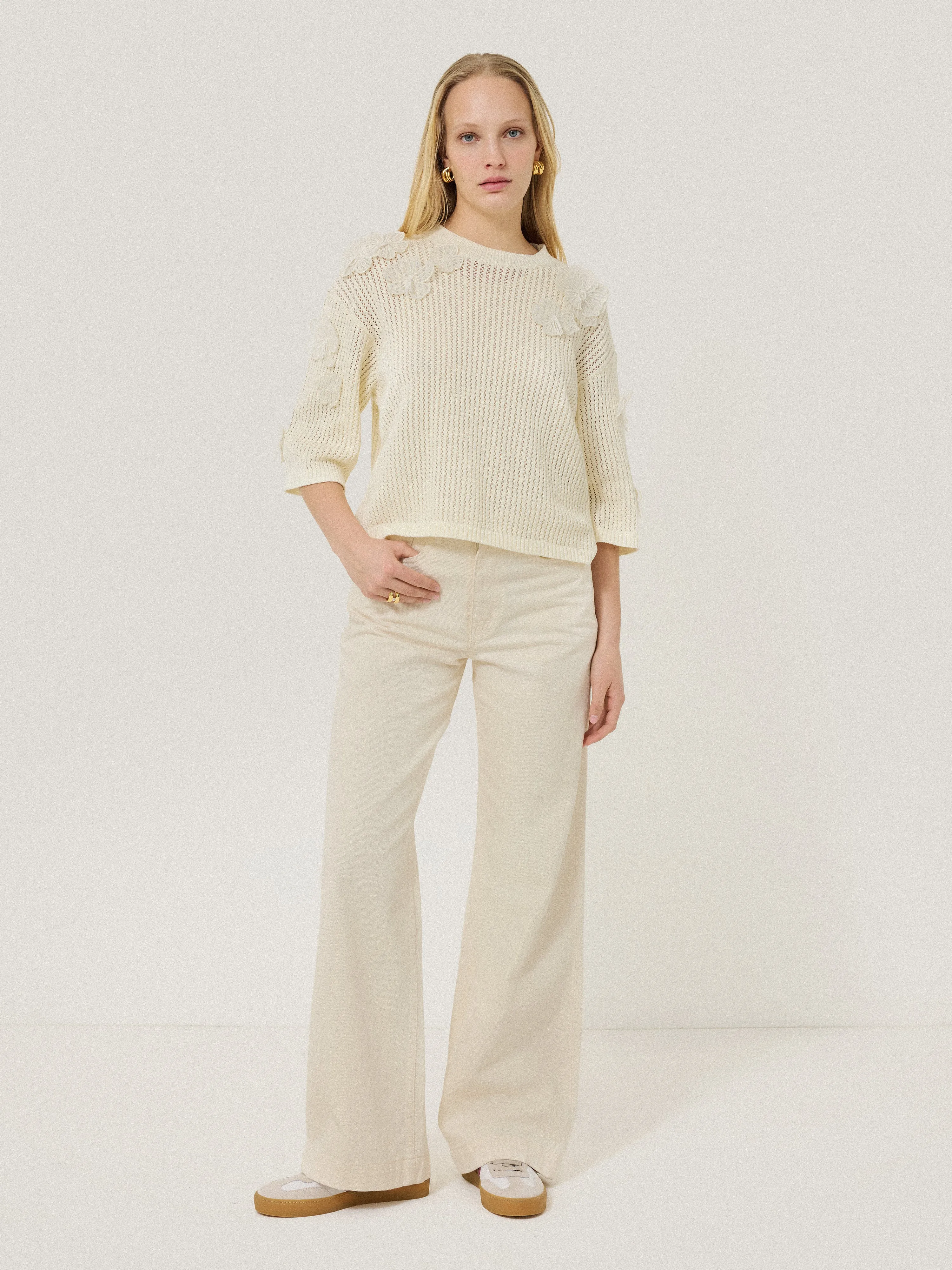 Floral Applique Knit Top | Cream sold by Jigsaw product image thumbnail 4