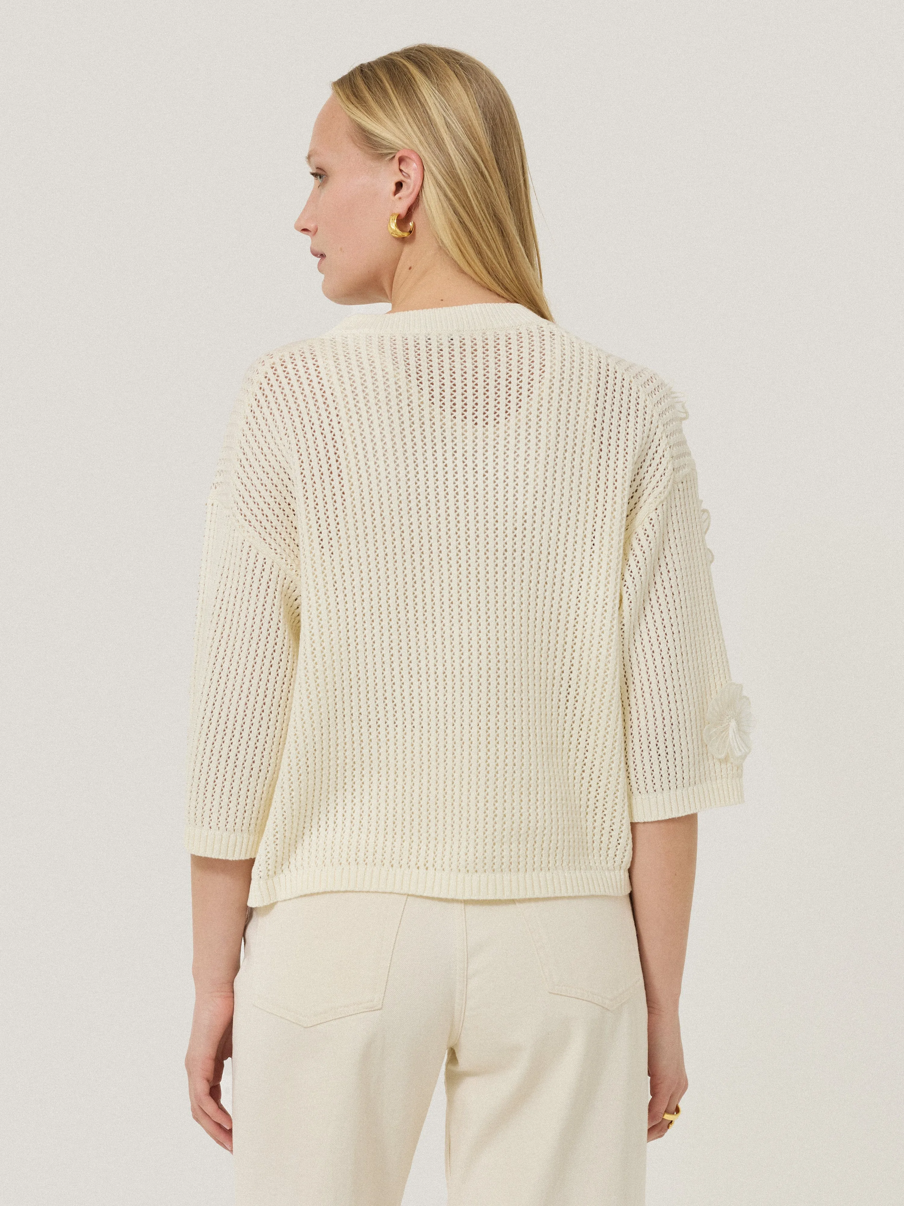 Floral Applique Knit Top | Cream sold by Jigsaw product image thumbnail 5