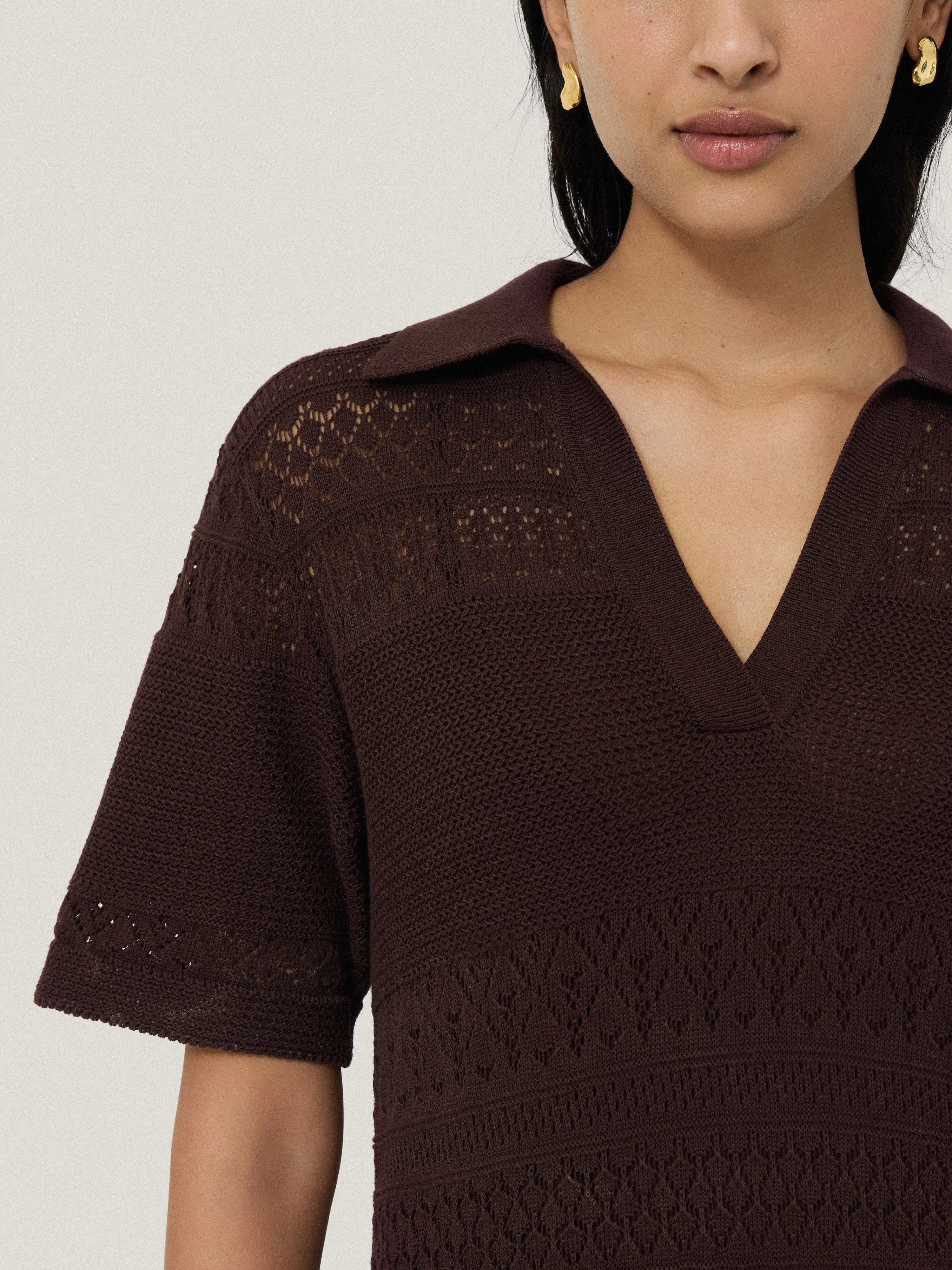 Cotton Blend Pointelle Dress | Oxblood sold by Jigsaw product image thumbnail 5