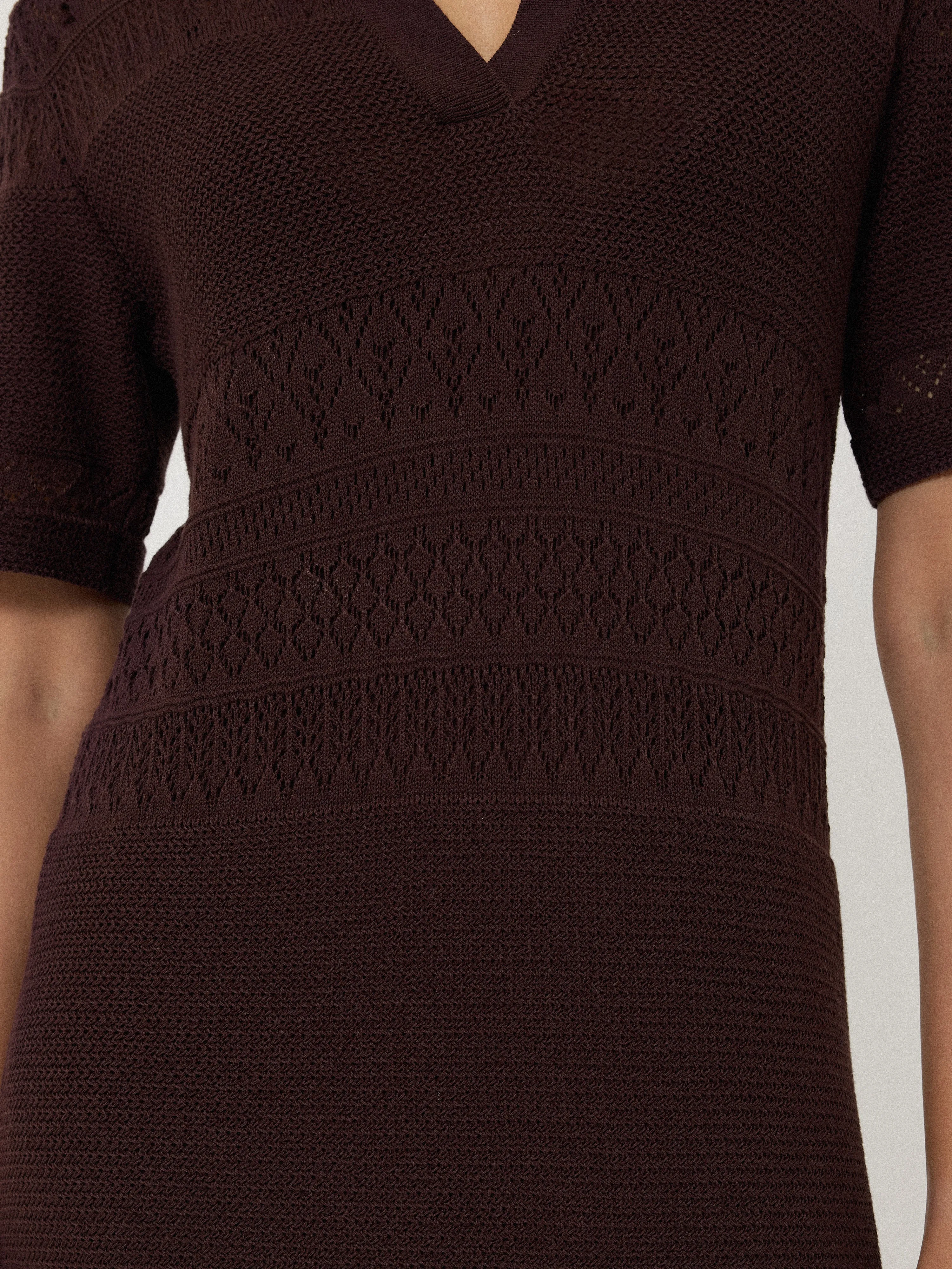 Cotton Blend Pointelle Dress | Oxblood sold by Jigsaw product image thumbnail 4