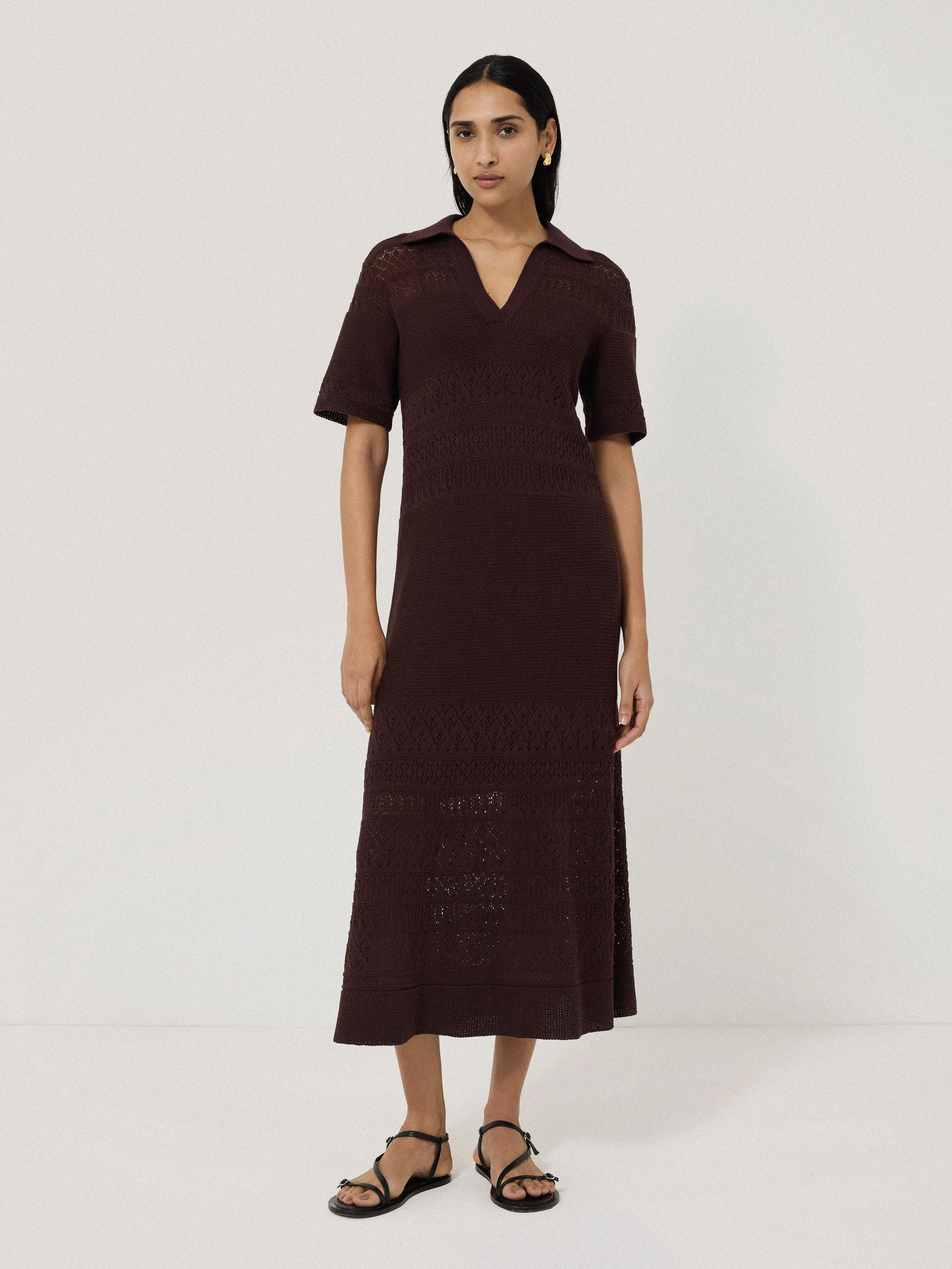 Cotton Blend Pointelle Dress | Oxblood sold by Jigsaw product image thumbnail 2