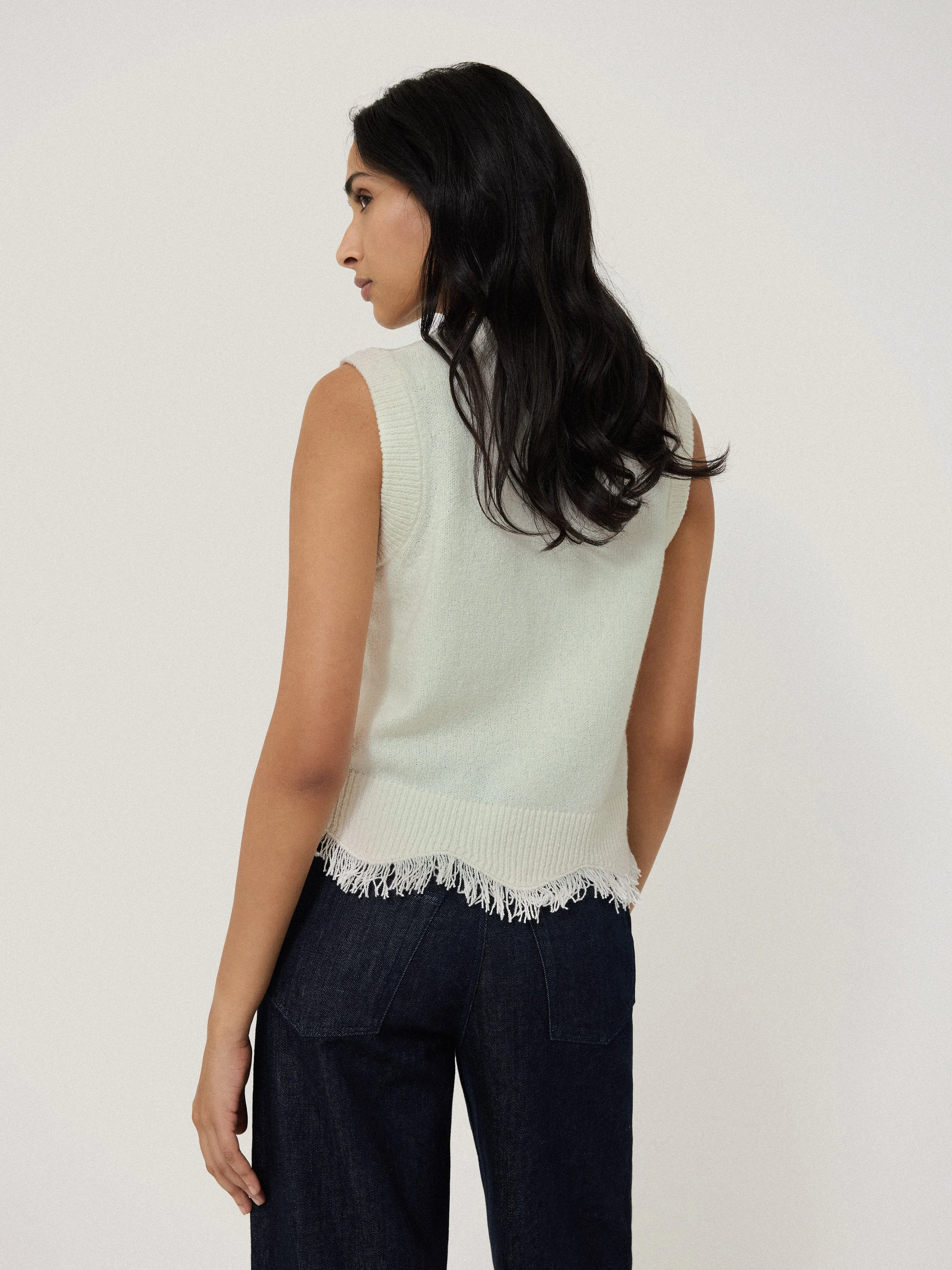 Silk Blend Boucle Fringe Tank | Ivory sold by Jigsaw product image thumbnail 4