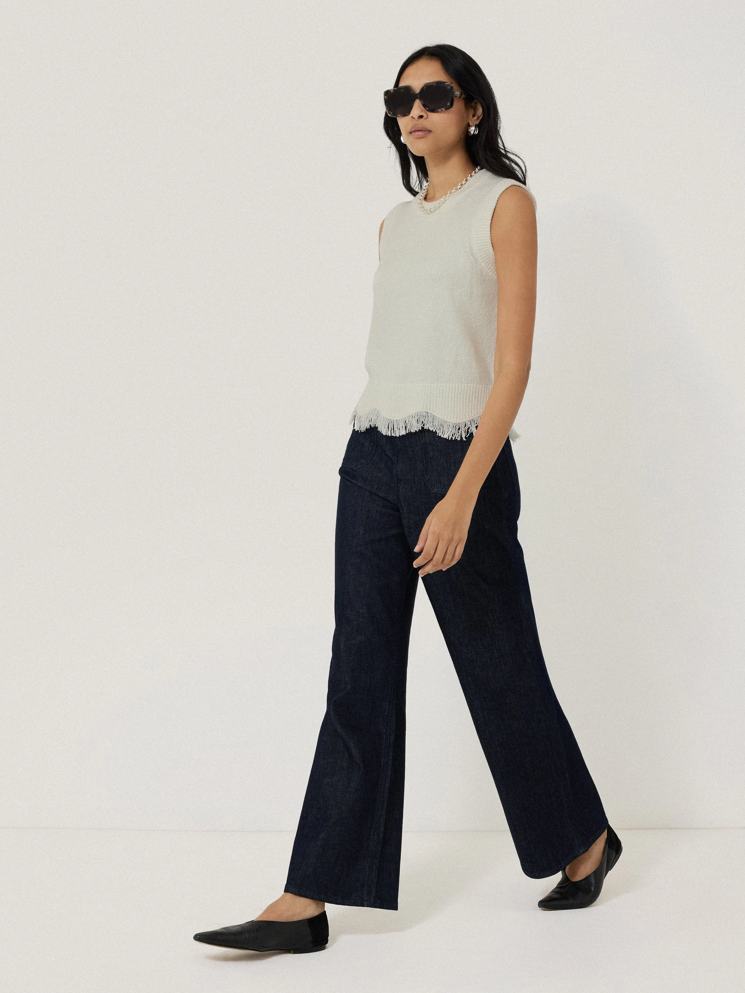 Silk Blend Boucle Fringe Tank | Ivory sold by Jigsaw product image thumbnail 3