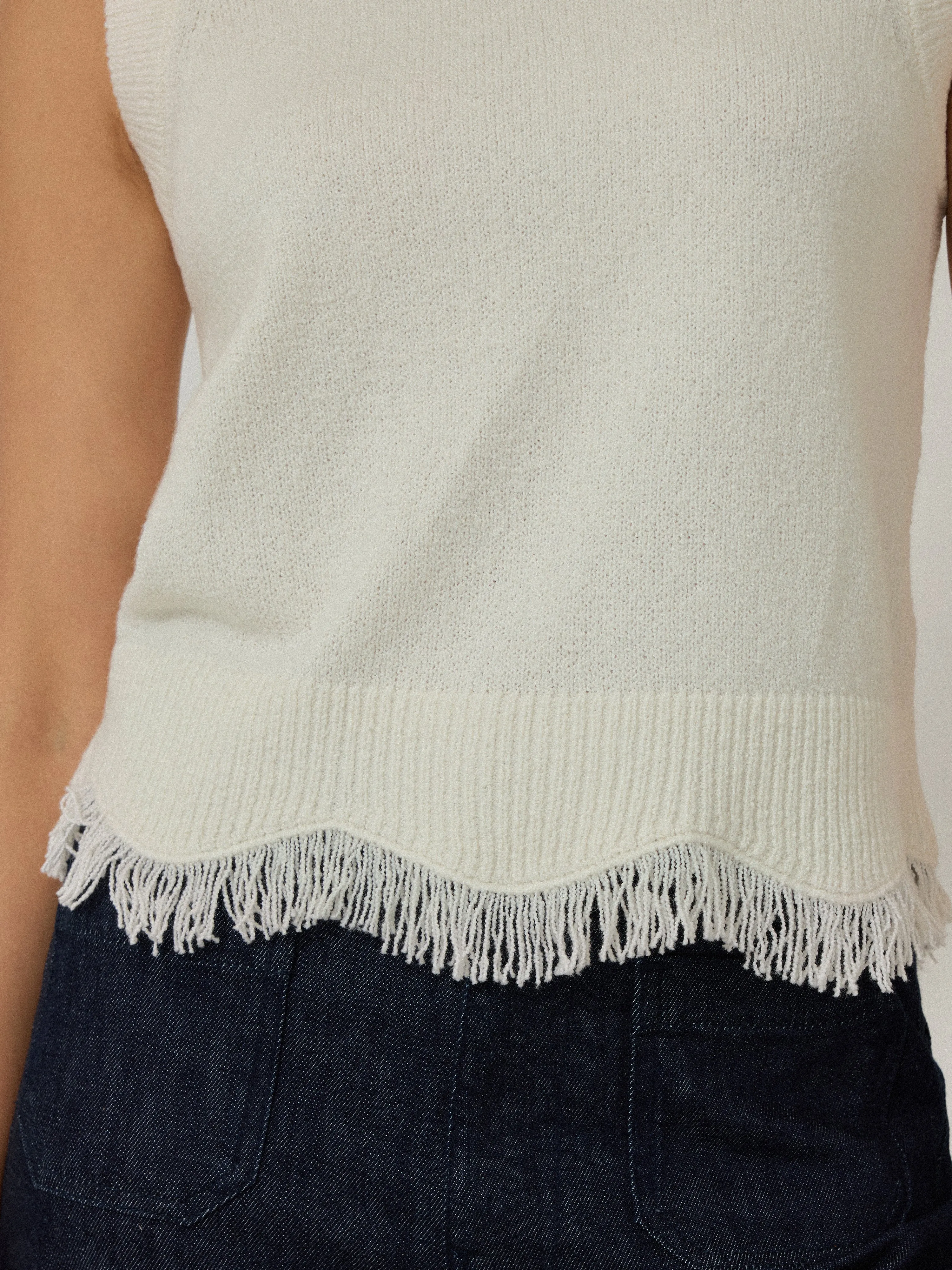 Silk Blend Boucle Fringe Tank | Ivory sold by Jigsaw product image thumbnail 2