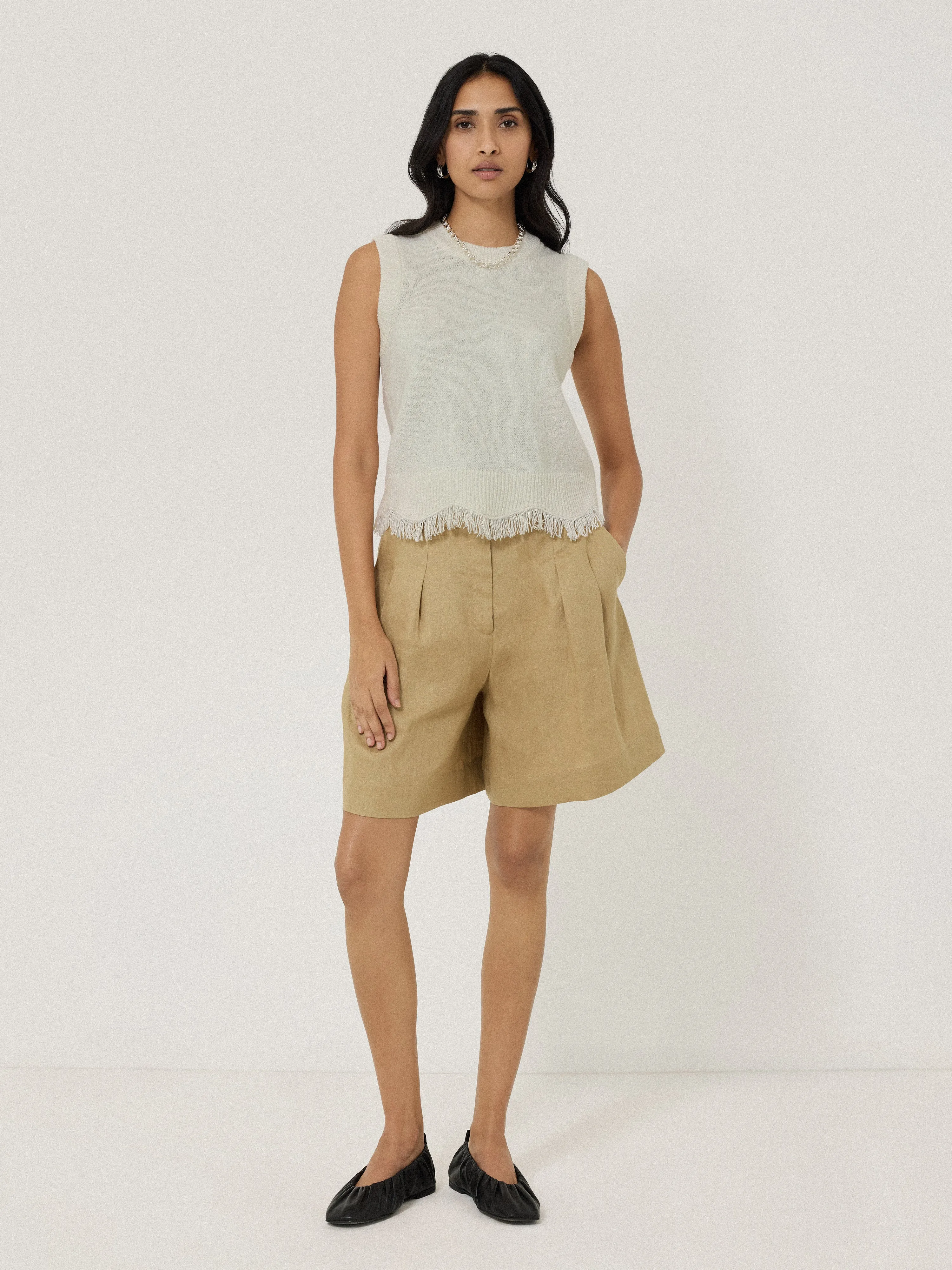 Silk Blend Boucle Fringe Tank | Ivory sold by Jigsaw product image thumbnail 5