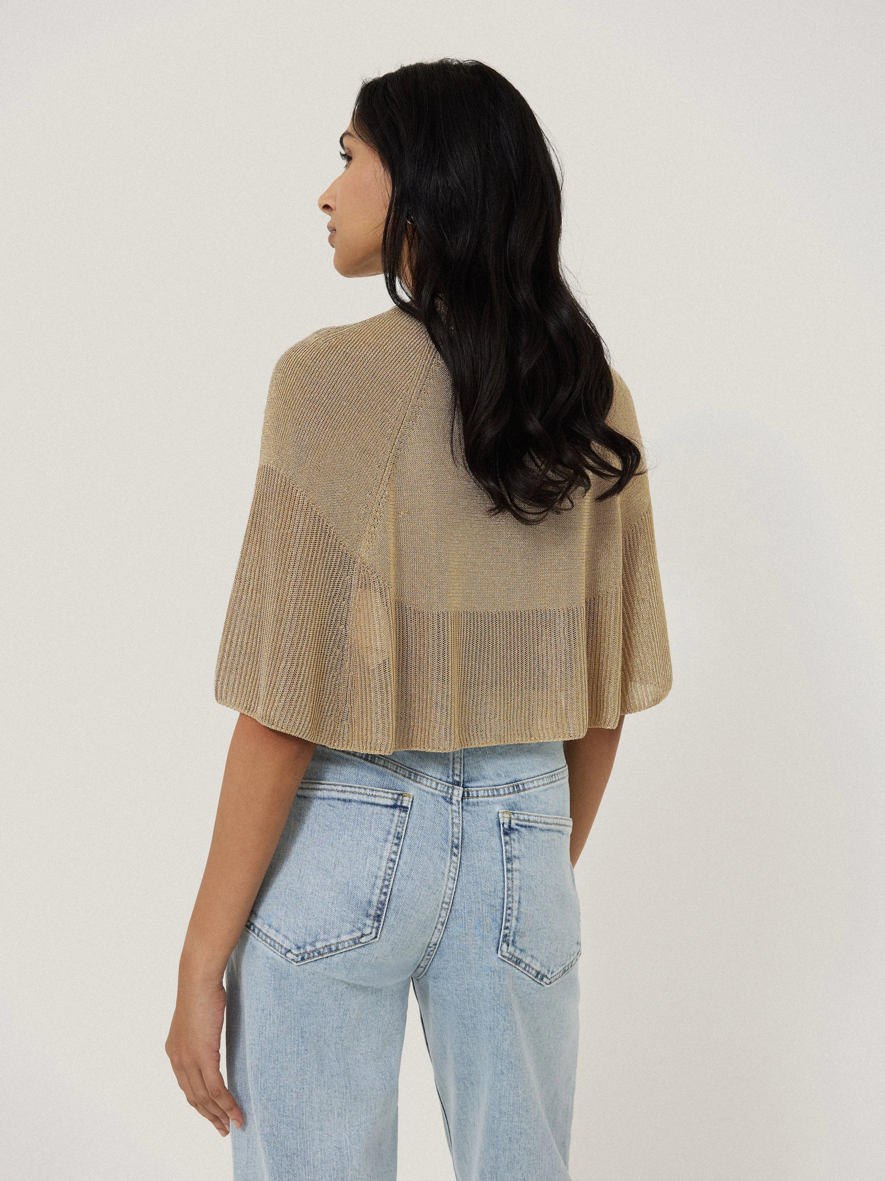 Sparkly Knitted Cape | Gold sold by Jigsaw product image thumbnail 4