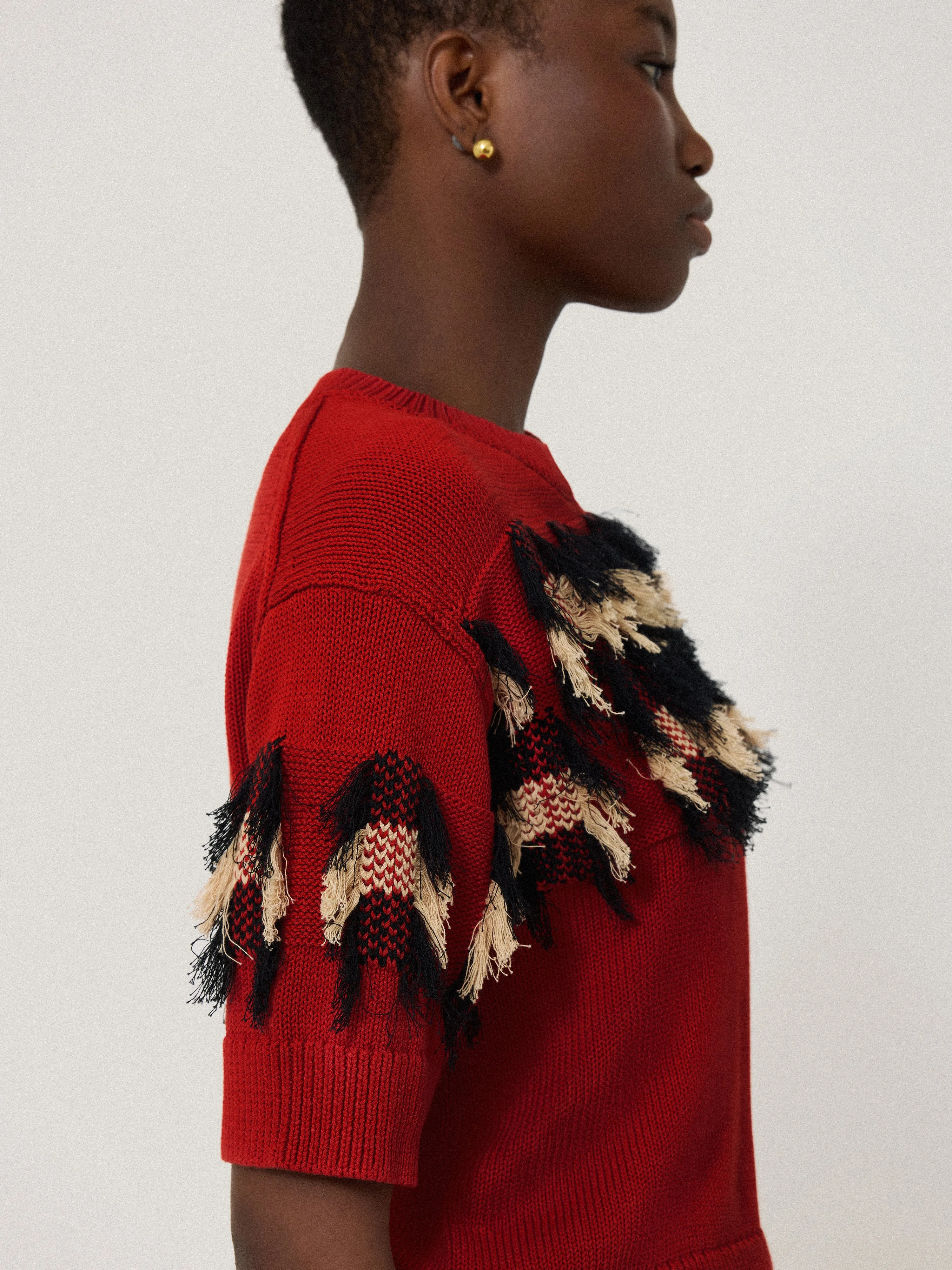 Fringe Jacquard Knit Top | Orange sold by Jigsaw product image thumbnail 2