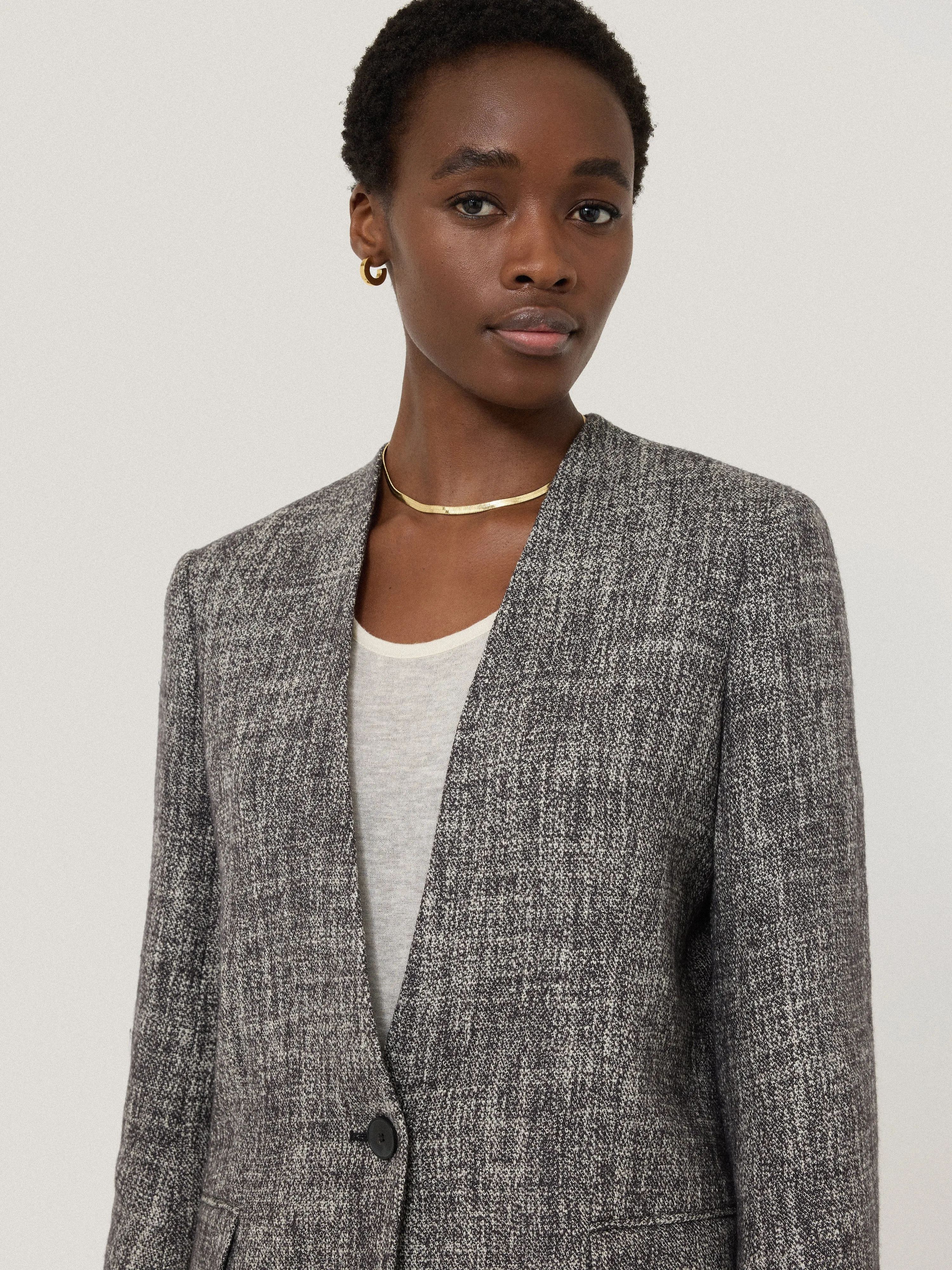 Collarless Boucle Jacket | Grey sold by Jigsaw product image thumbnail 2