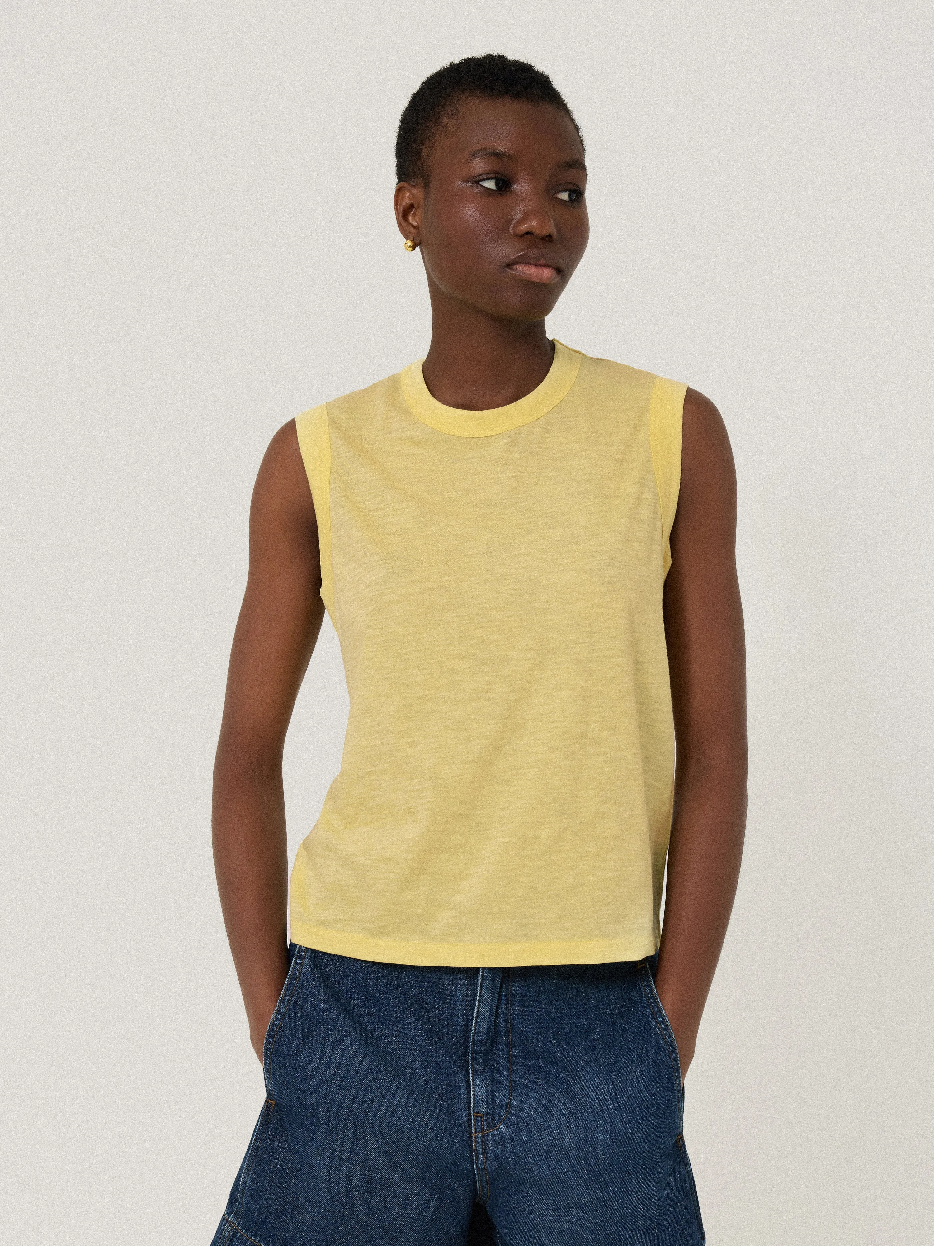 Cotton Slub Tank Top | Yellow sold by Jigsaw
