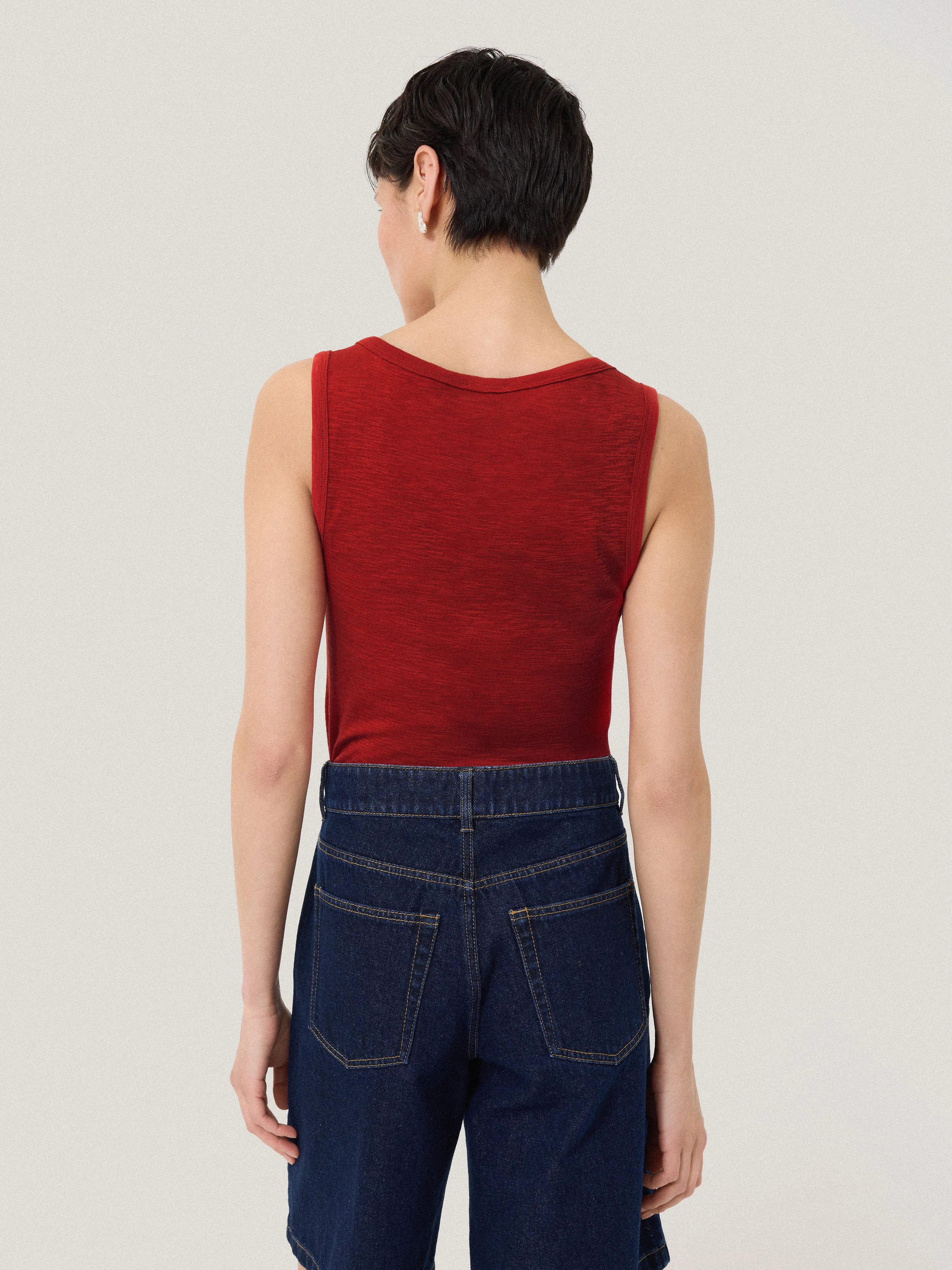 Cotton Luxe Square Neck Tank | Red sold by Jigsaw product image thumbnail 3