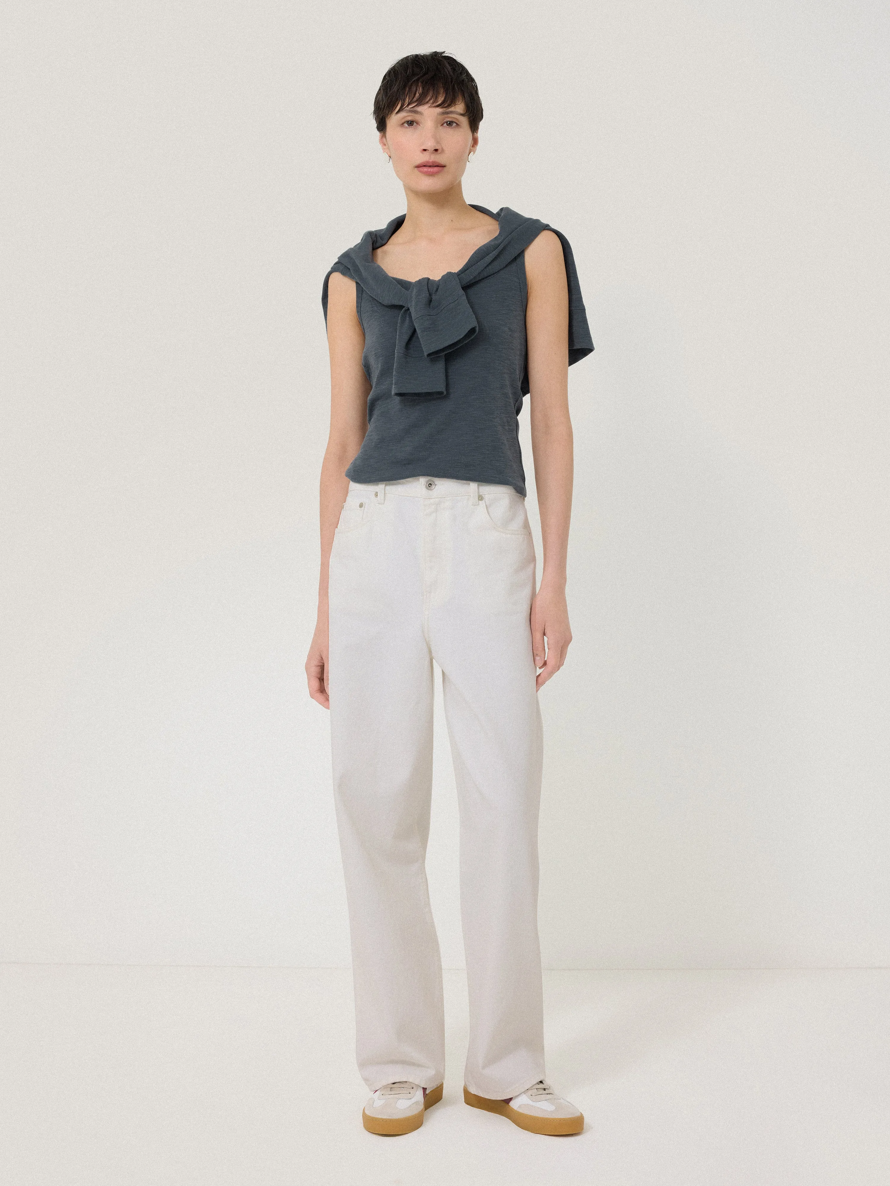 Cotton Luxe Square Neck Tank | Steel Grey sold by Jigsaw product image thumbnail 2