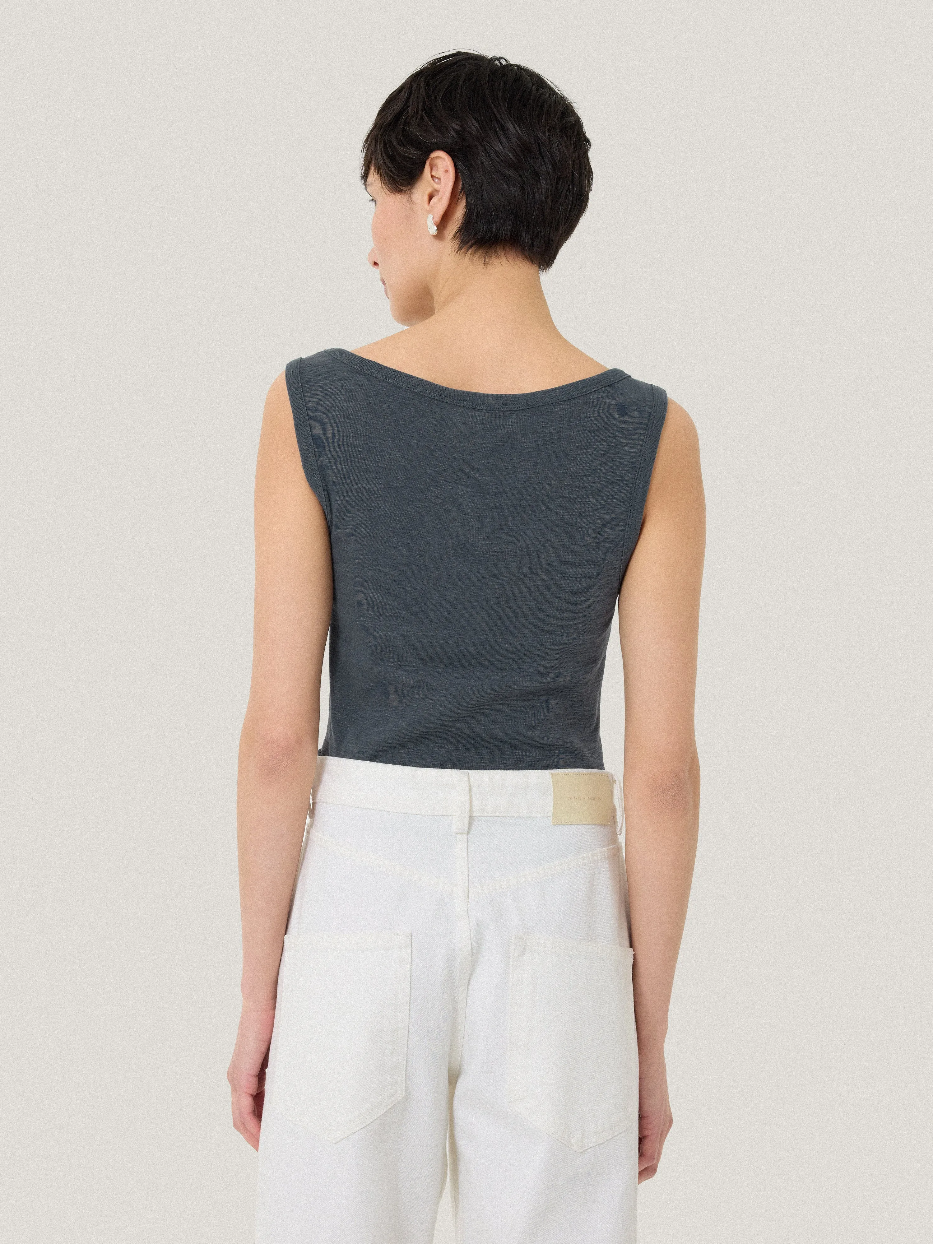 Cotton Luxe Square Neck Tank | Steel Grey sold by Jigsaw product image thumbnail 5