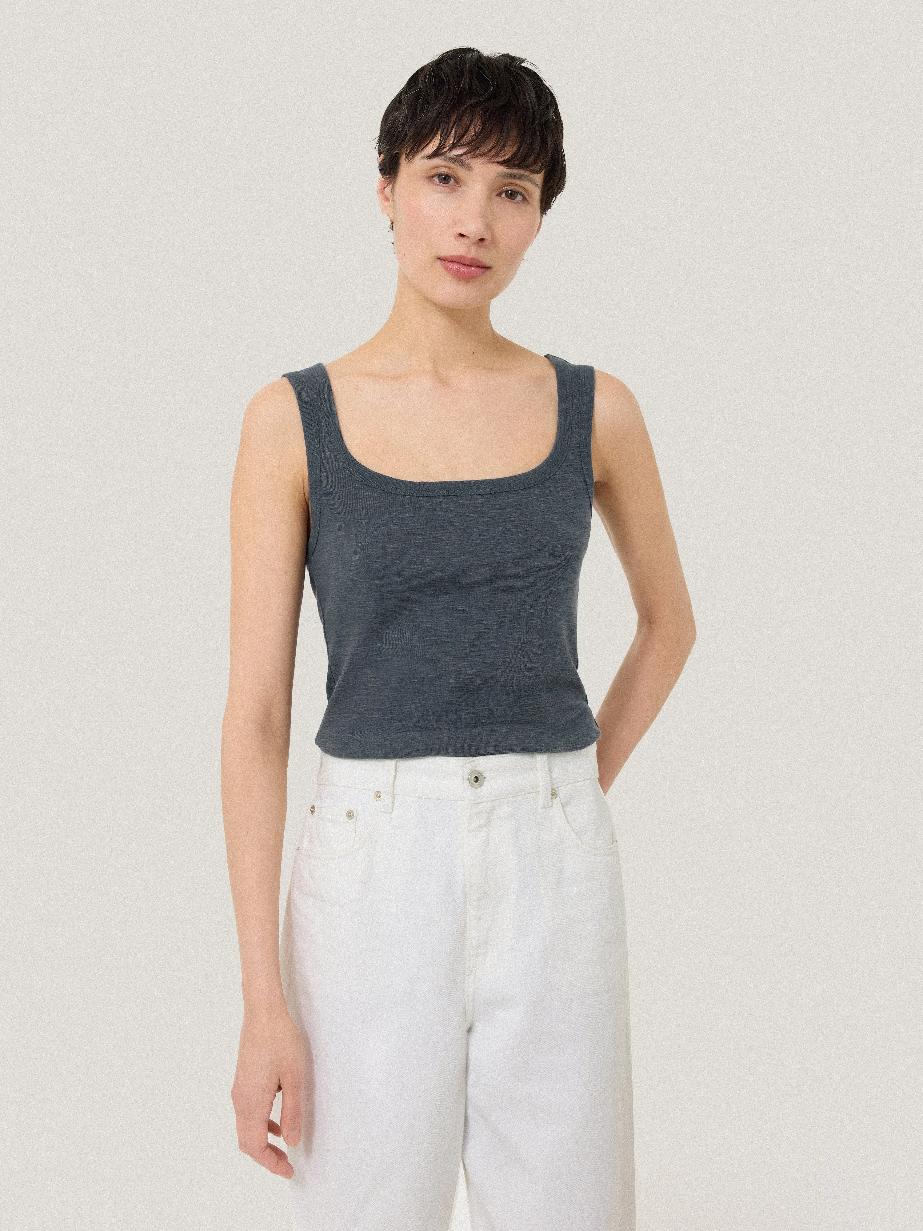 Cotton Luxe Square Neck Tank | Steel Grey sold by Jigsaw product image thumbnail 3