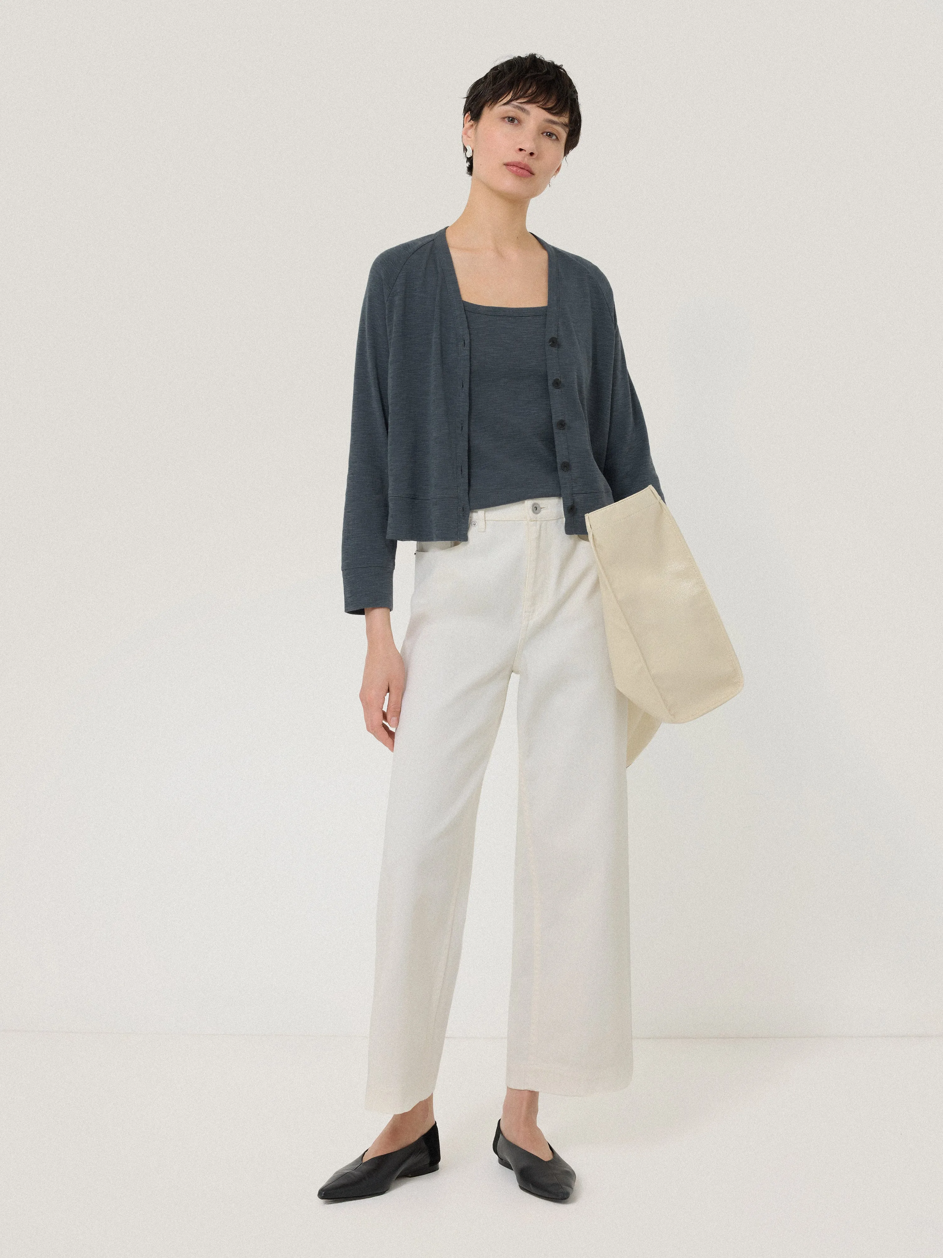 Cotton Luxe Cardigan | Steel Grey sold by Jigsaw product image thumbnail 2