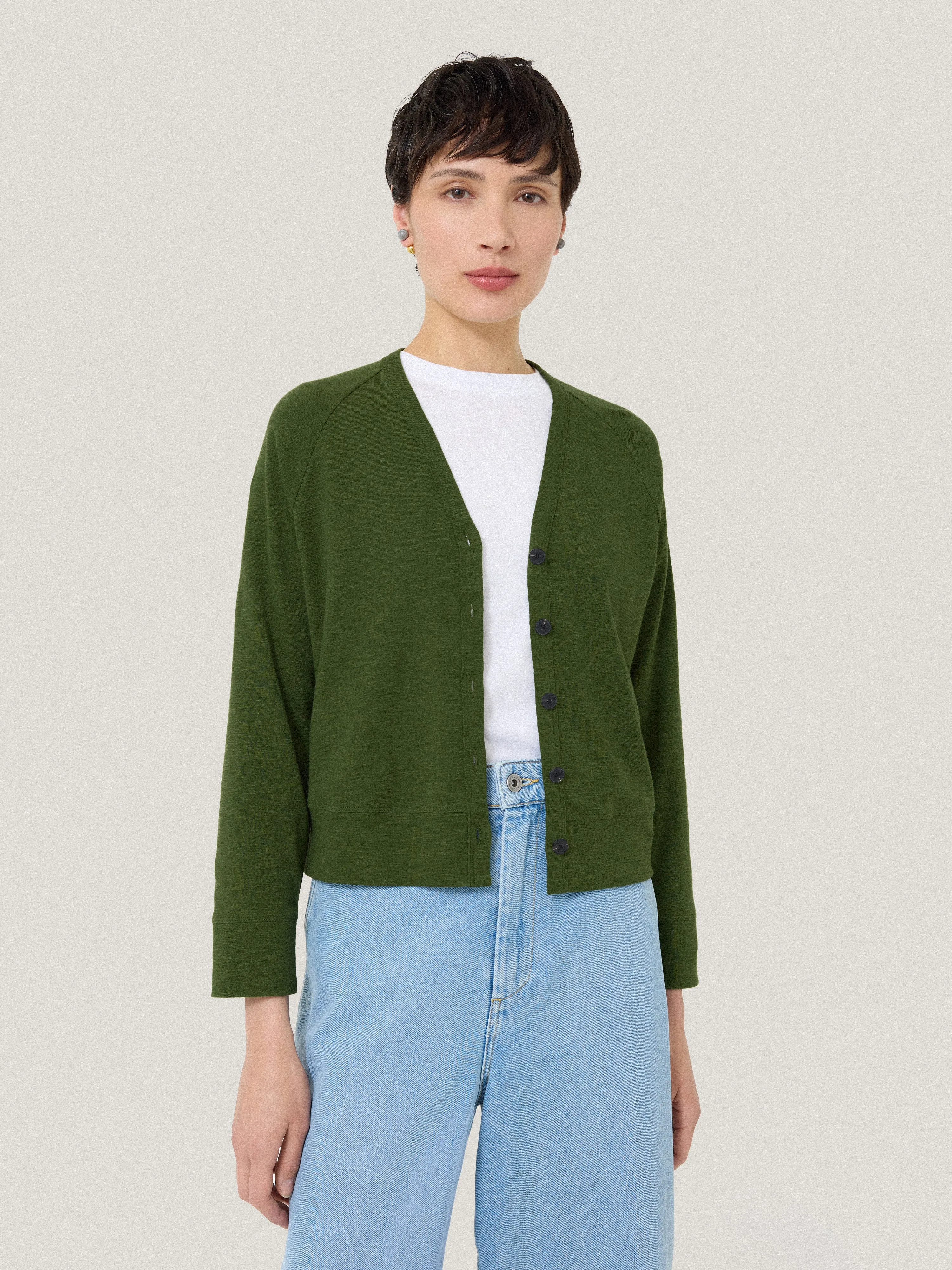 Cotton Luxe Cardigan | Green sold by Jigsaw product image thumbnail 3