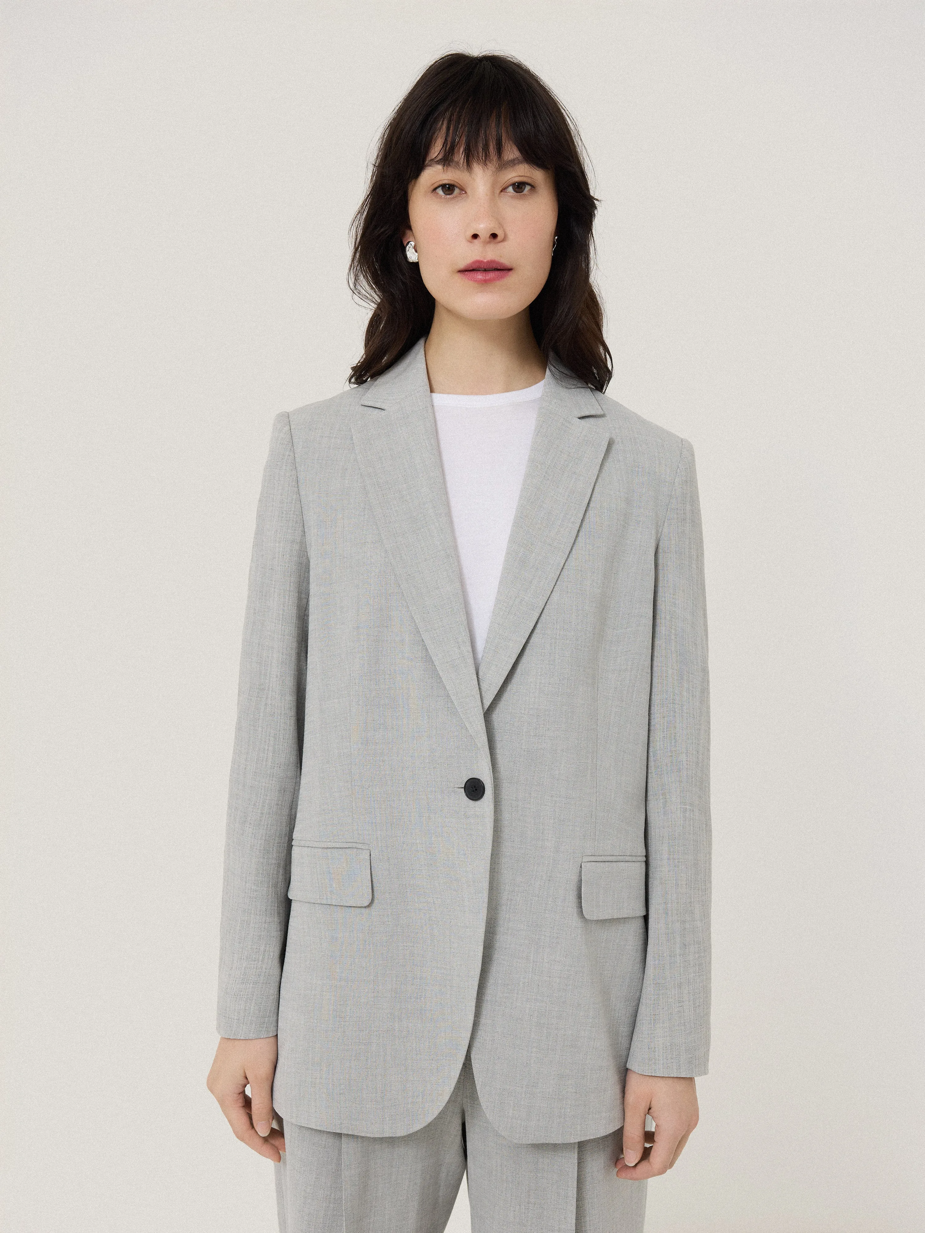 Knox Crosshatch Blazer | Grey sold by Jigsaw
