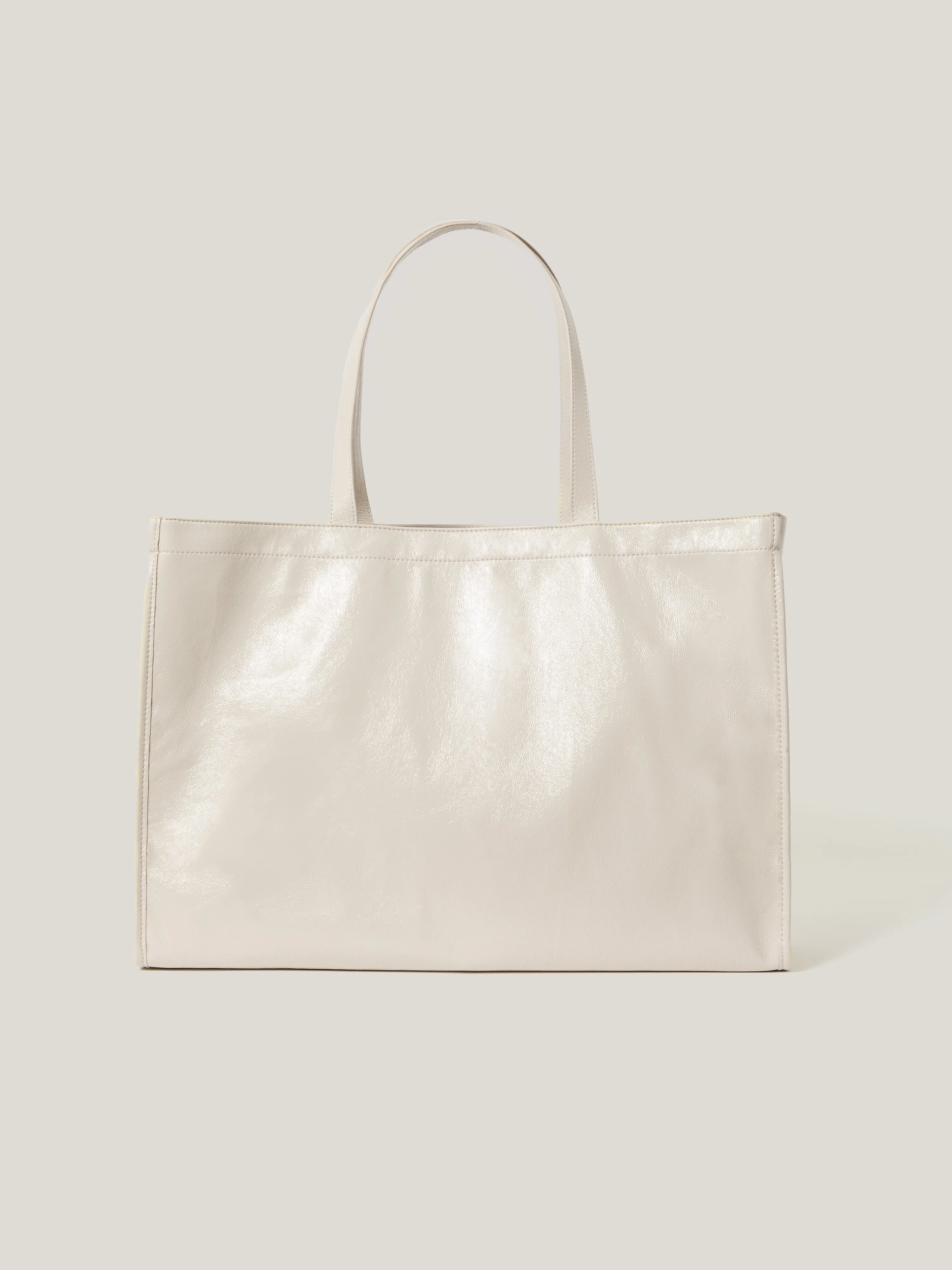Large Patent Tote Bag | Cream sold by Jigsaw product image thumbnail 4