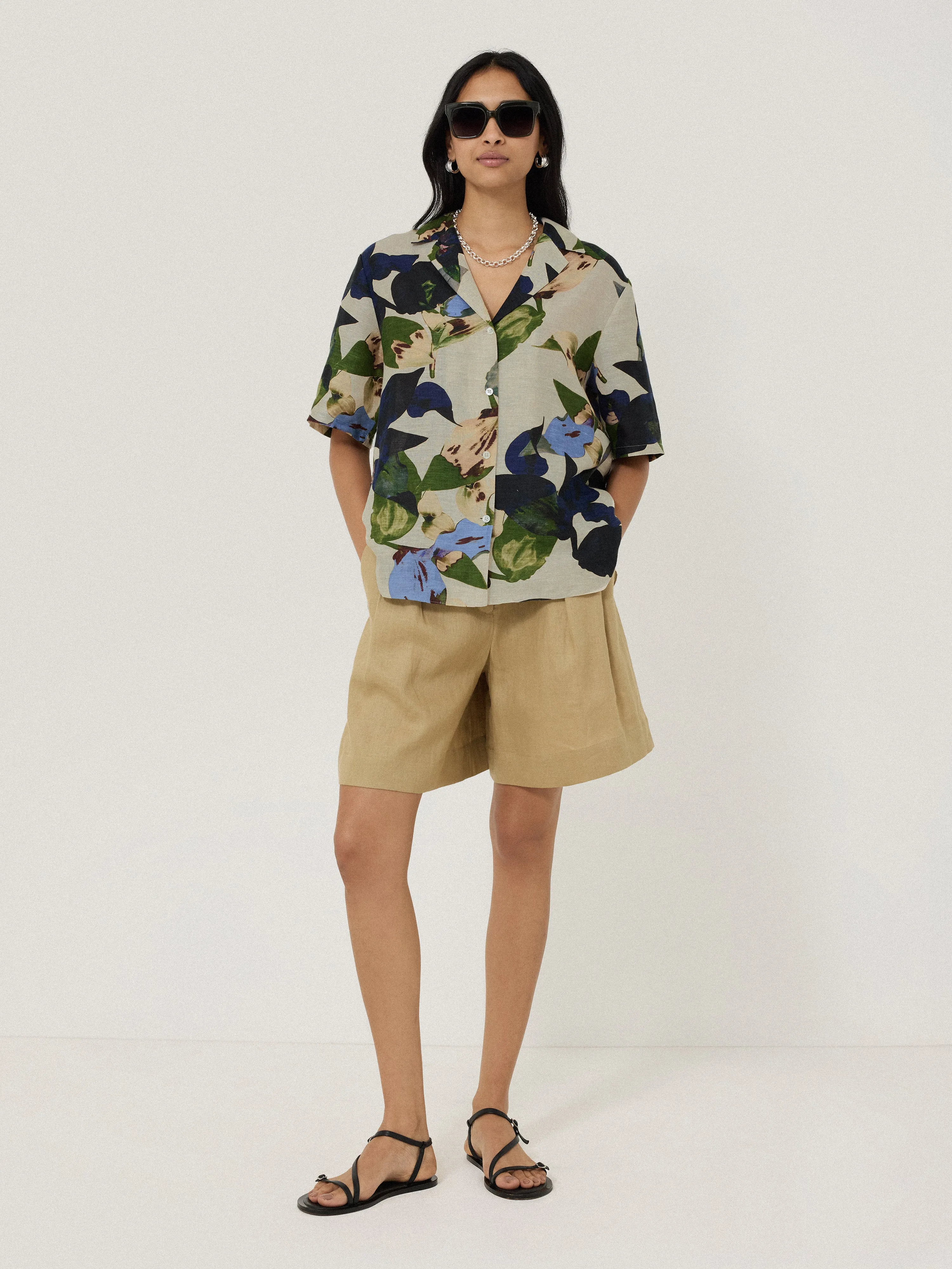 Future Botanic Linen Shirt | Neutral sold by Jigsaw product image thumbnail 5