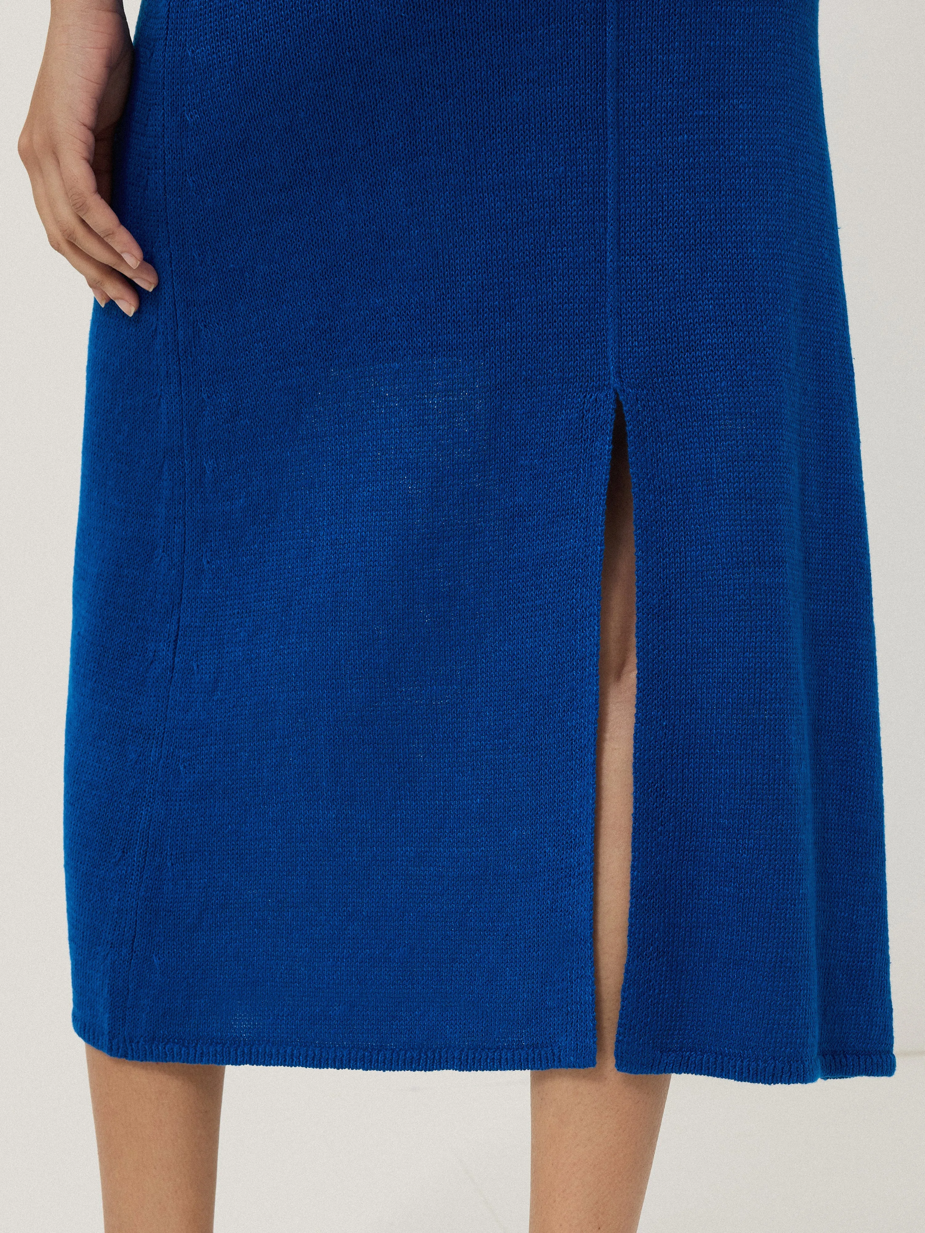 Linen Knitted Skirt | Blue sold by Jigsaw product image thumbnail 4