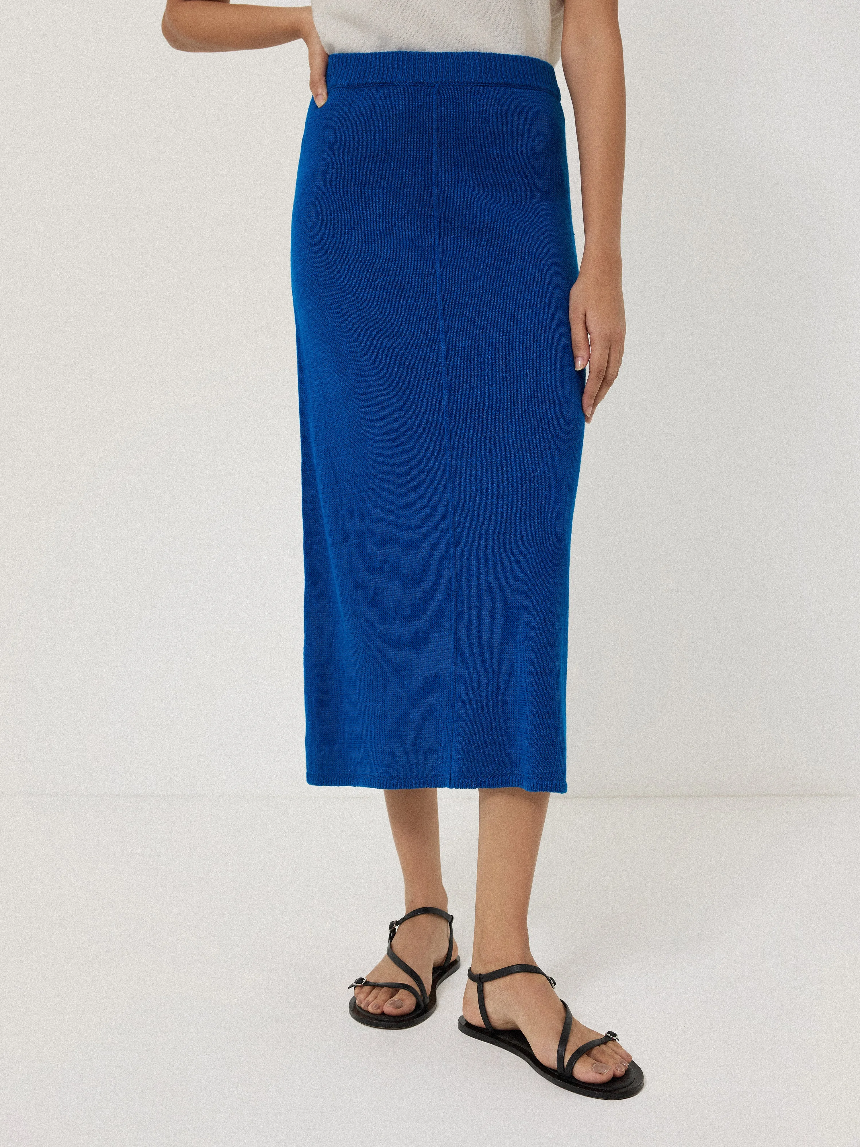 Linen Knitted Skirt | Blue sold by Jigsaw product image thumbnail 2