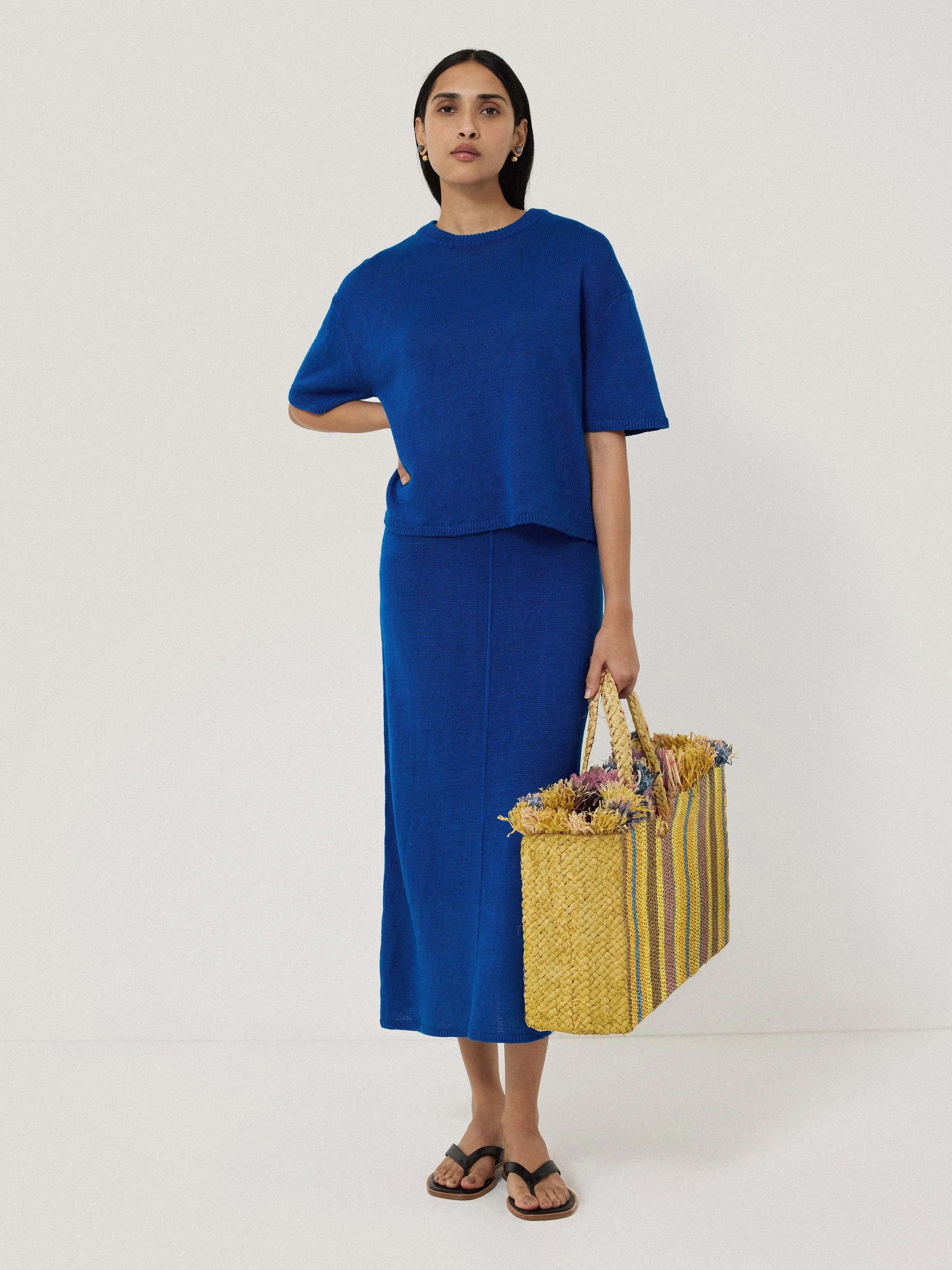 Linen Knitted Skirt | Blue sold by Jigsaw