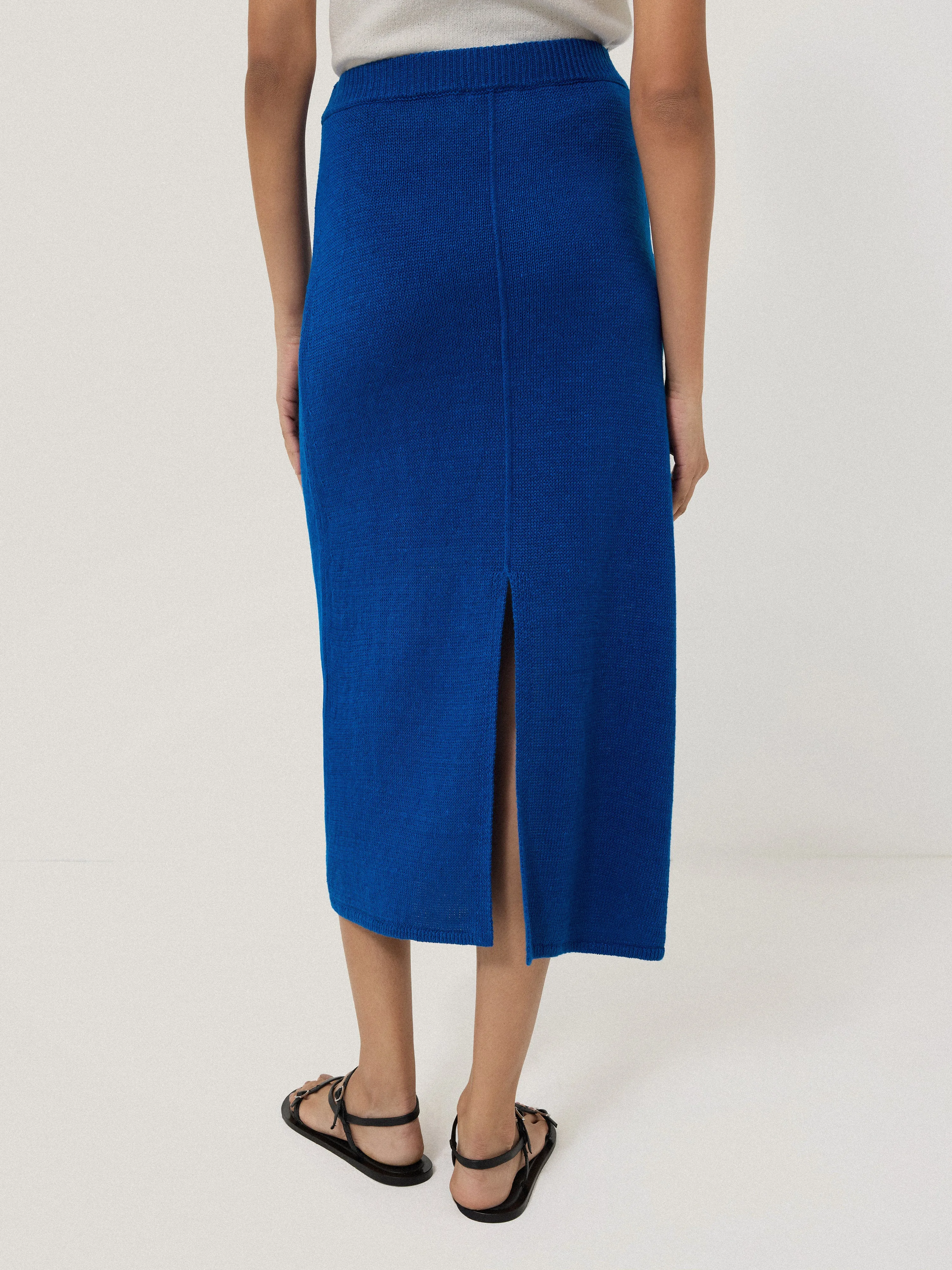 Linen Knitted Skirt | Blue sold by Jigsaw product image thumbnail 3