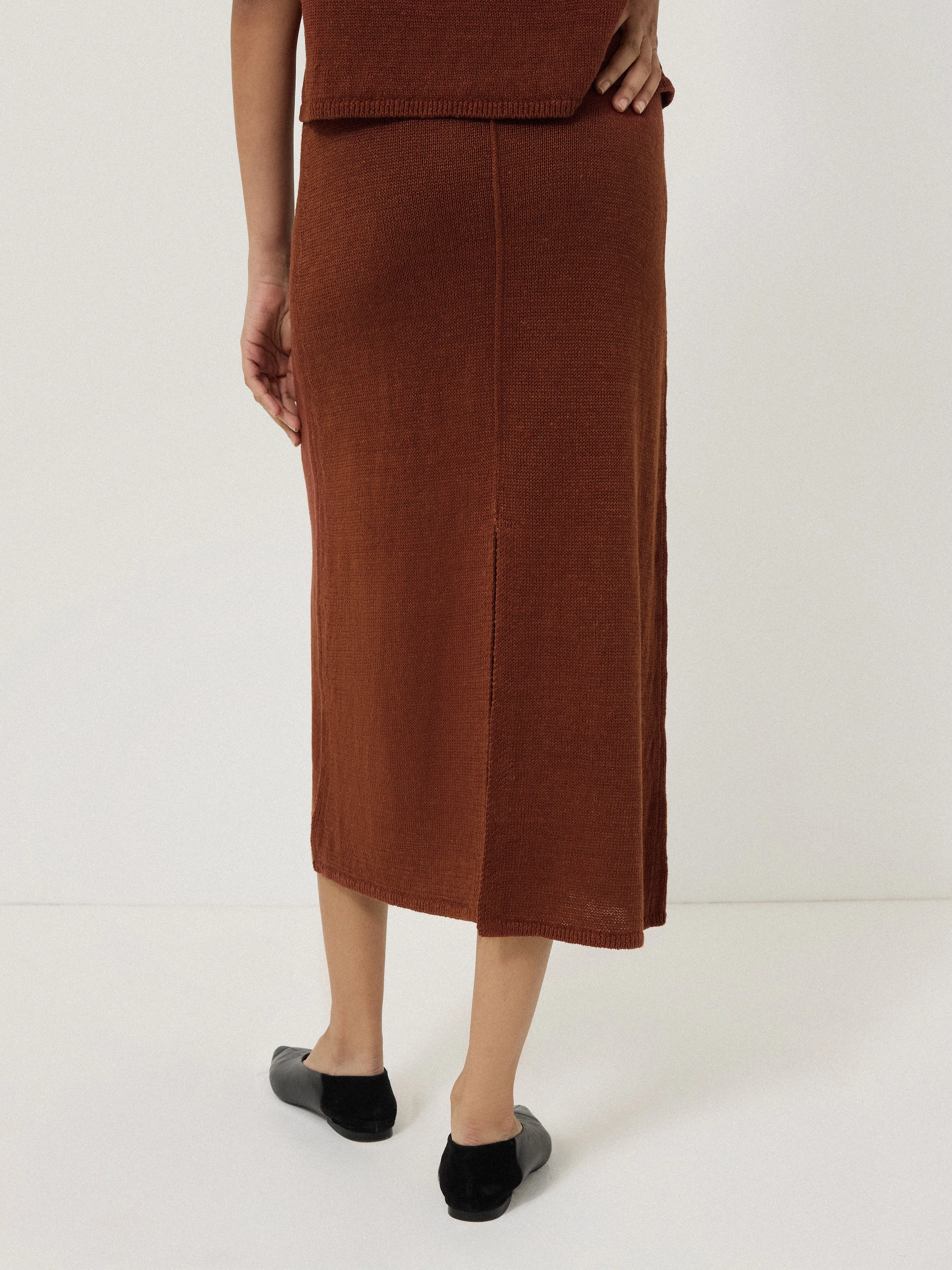 Linen Knitted Skirt | Brown sold by Jigsaw product image thumbnail 5