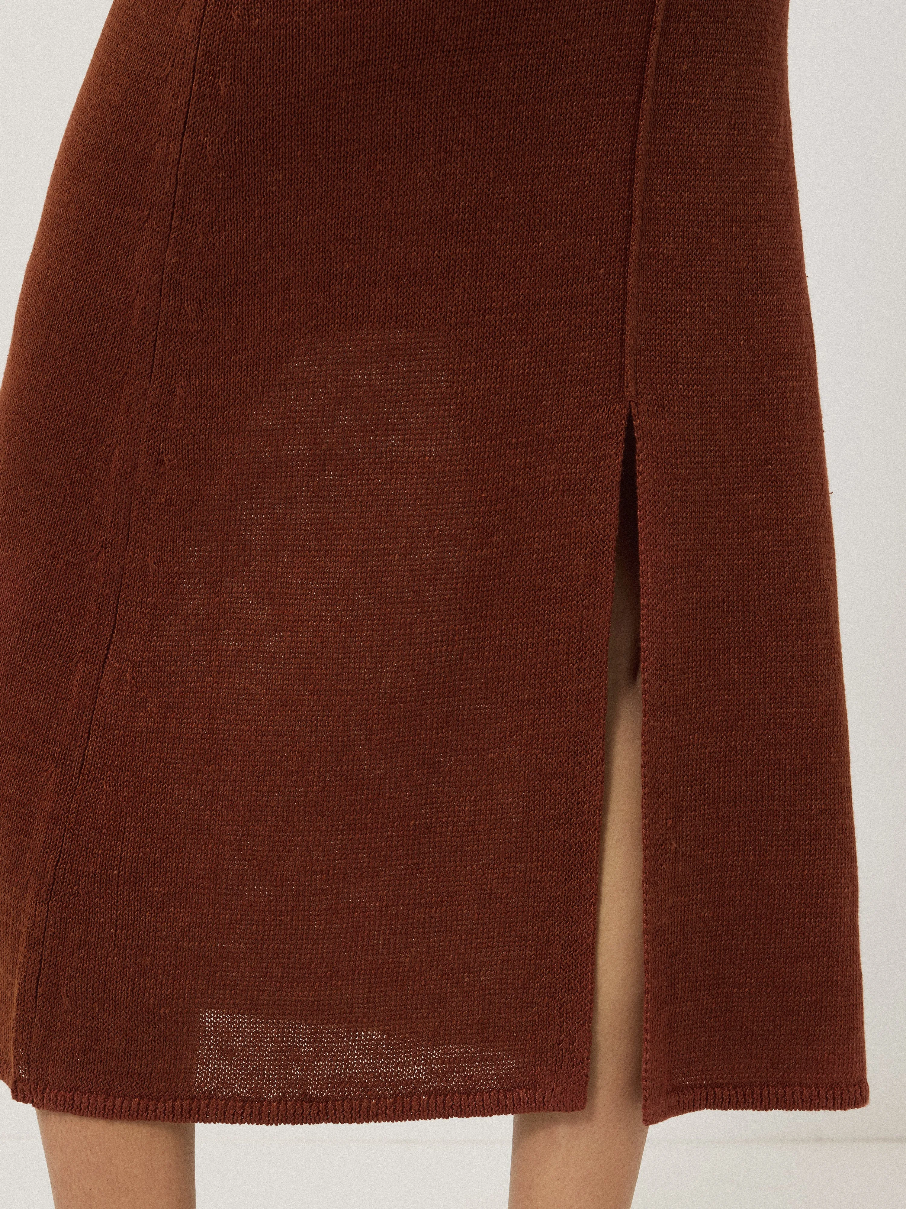 Linen Knitted Skirt | Brown sold by Jigsaw product image thumbnail 4