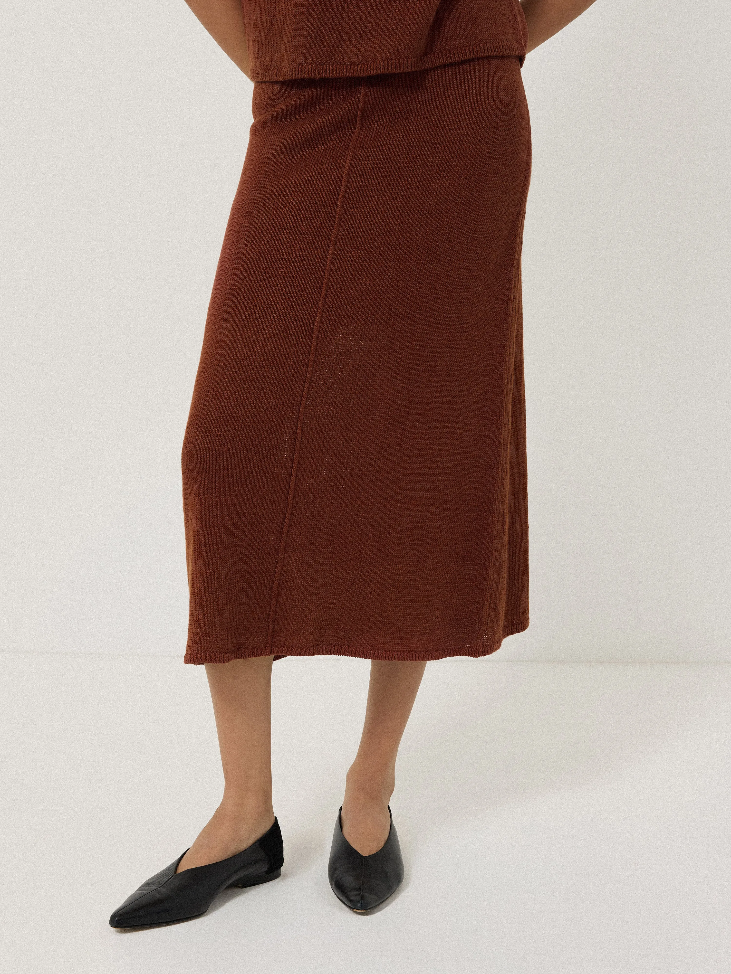 Linen Knitted Skirt | Brown sold by Jigsaw product image thumbnail 2