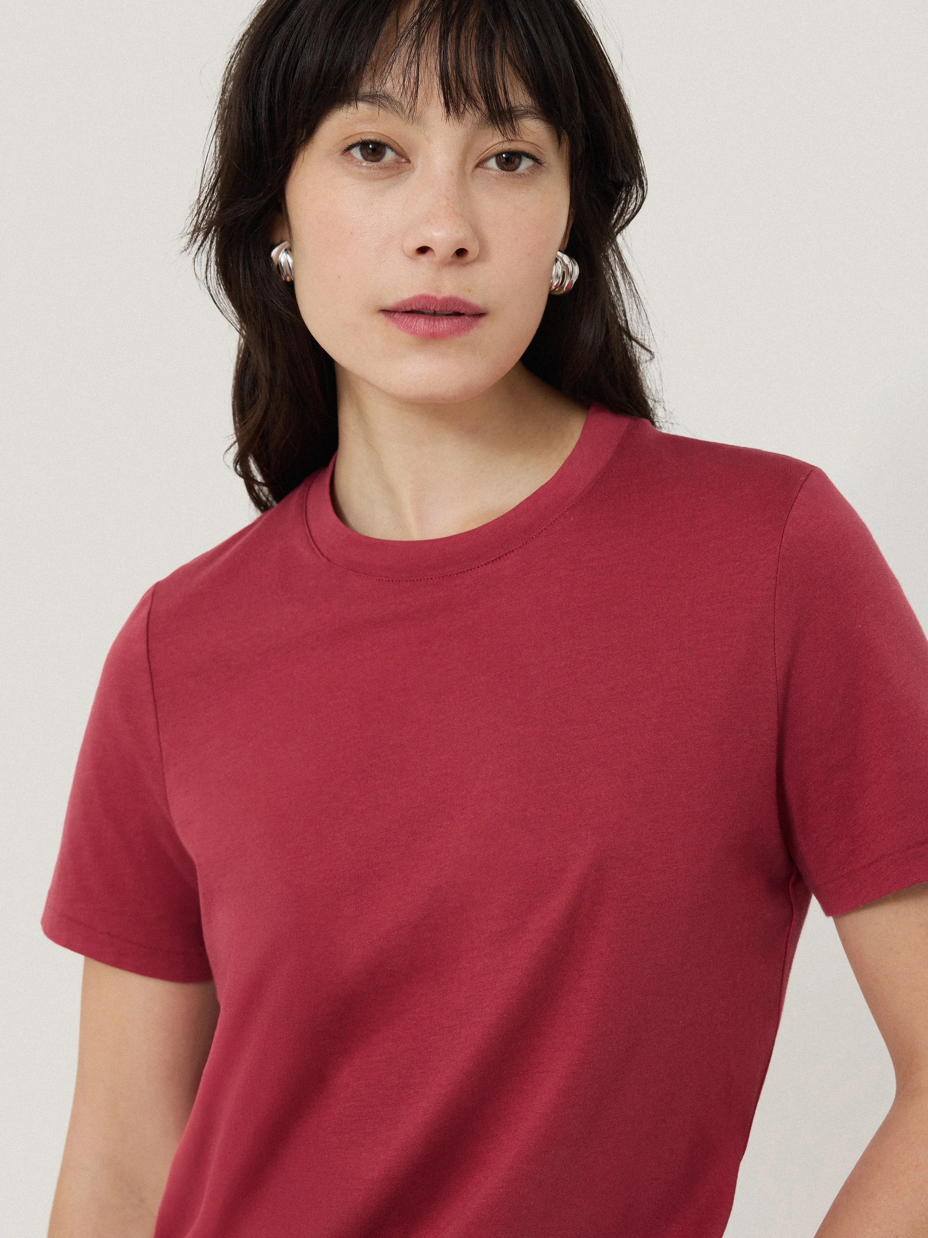 Supima Cotton Scoop Neck Tee | Deep Rose sold by Jigsaw product image thumbnail 3