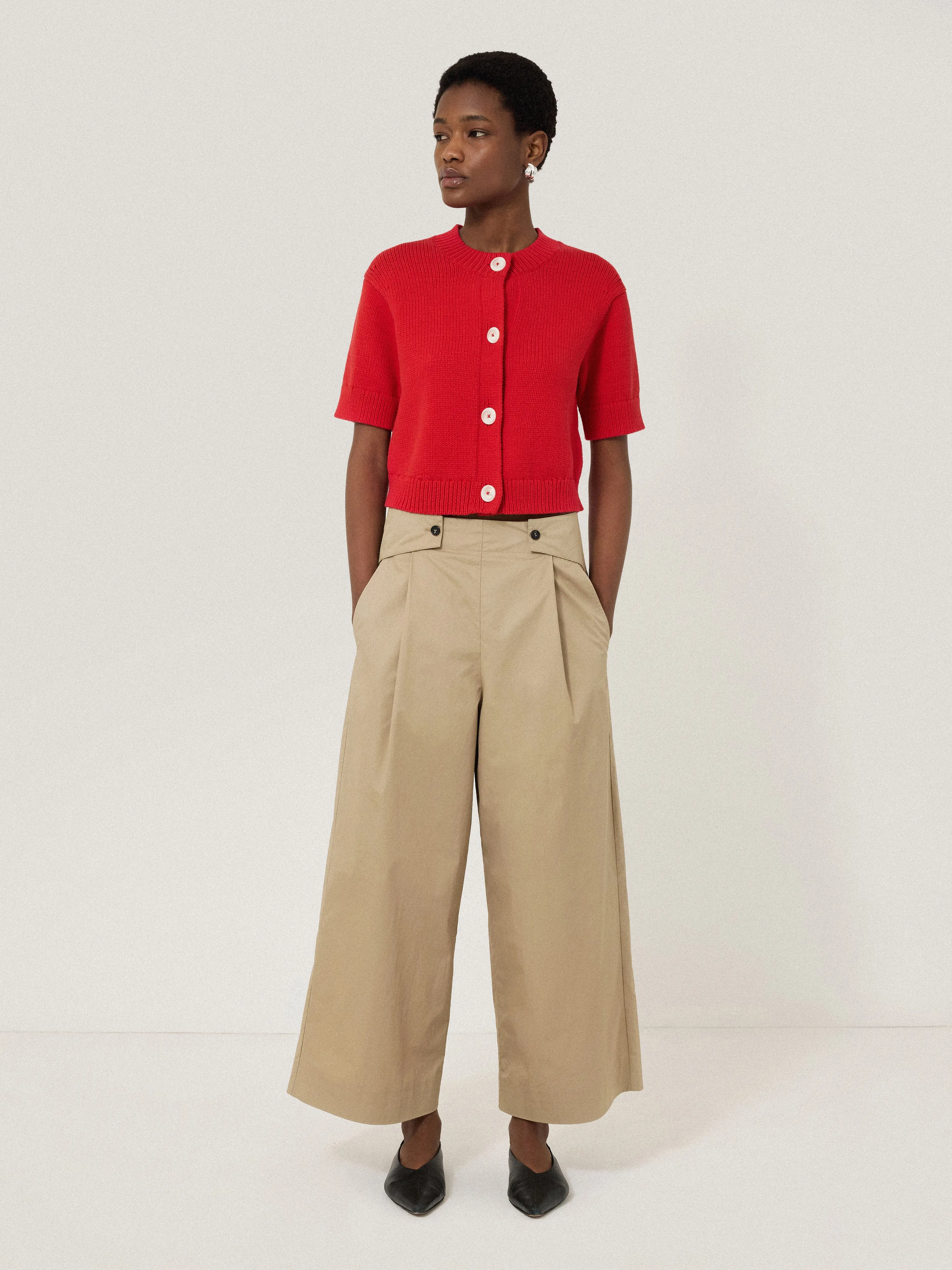 Wide Leg Cotton Trouser | Stone sold by Jigsaw product image thumbnail 4