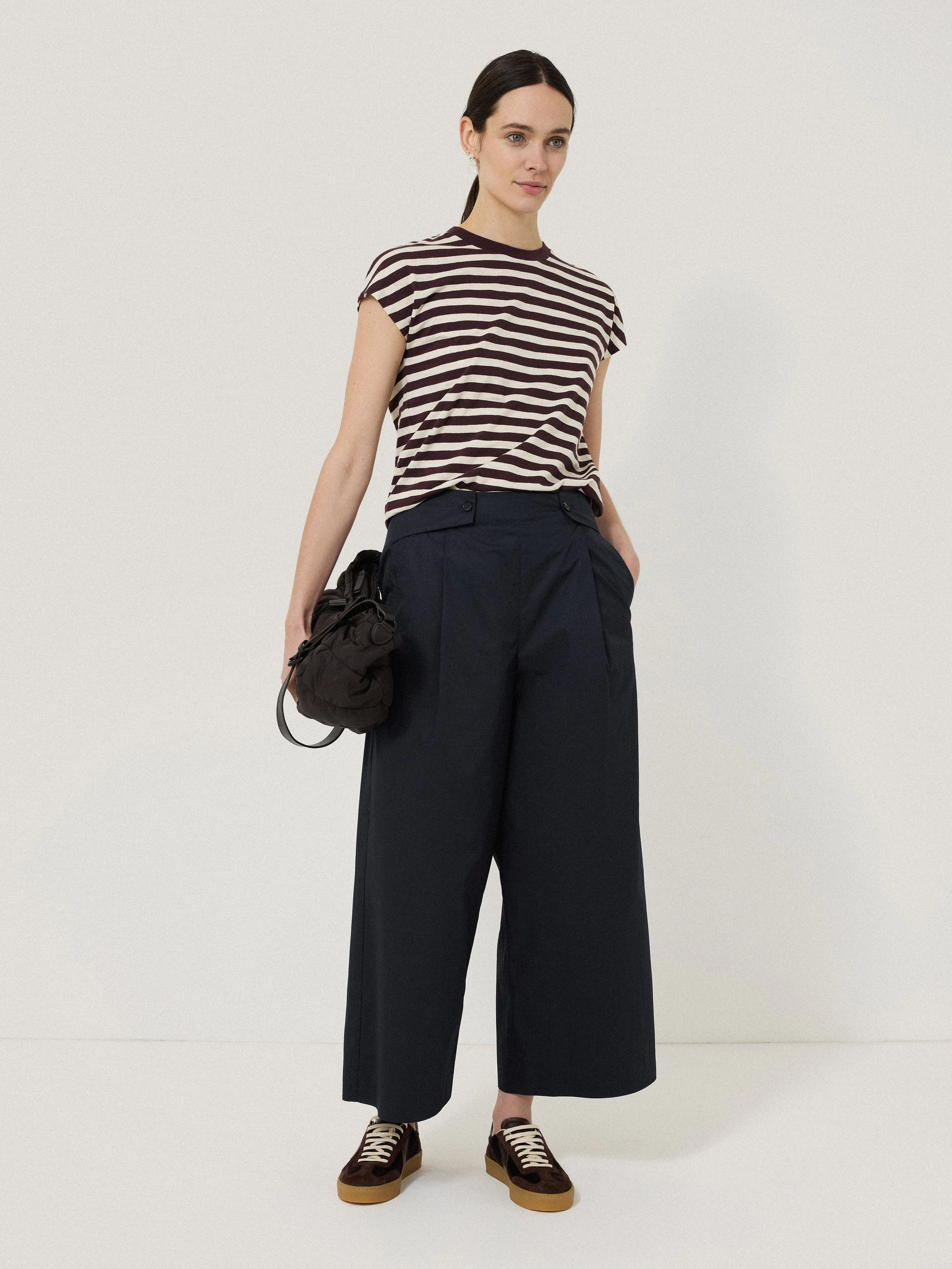 Wide Leg Cotton Trouser | Navy sold by Jigsaw product image thumbnail 3