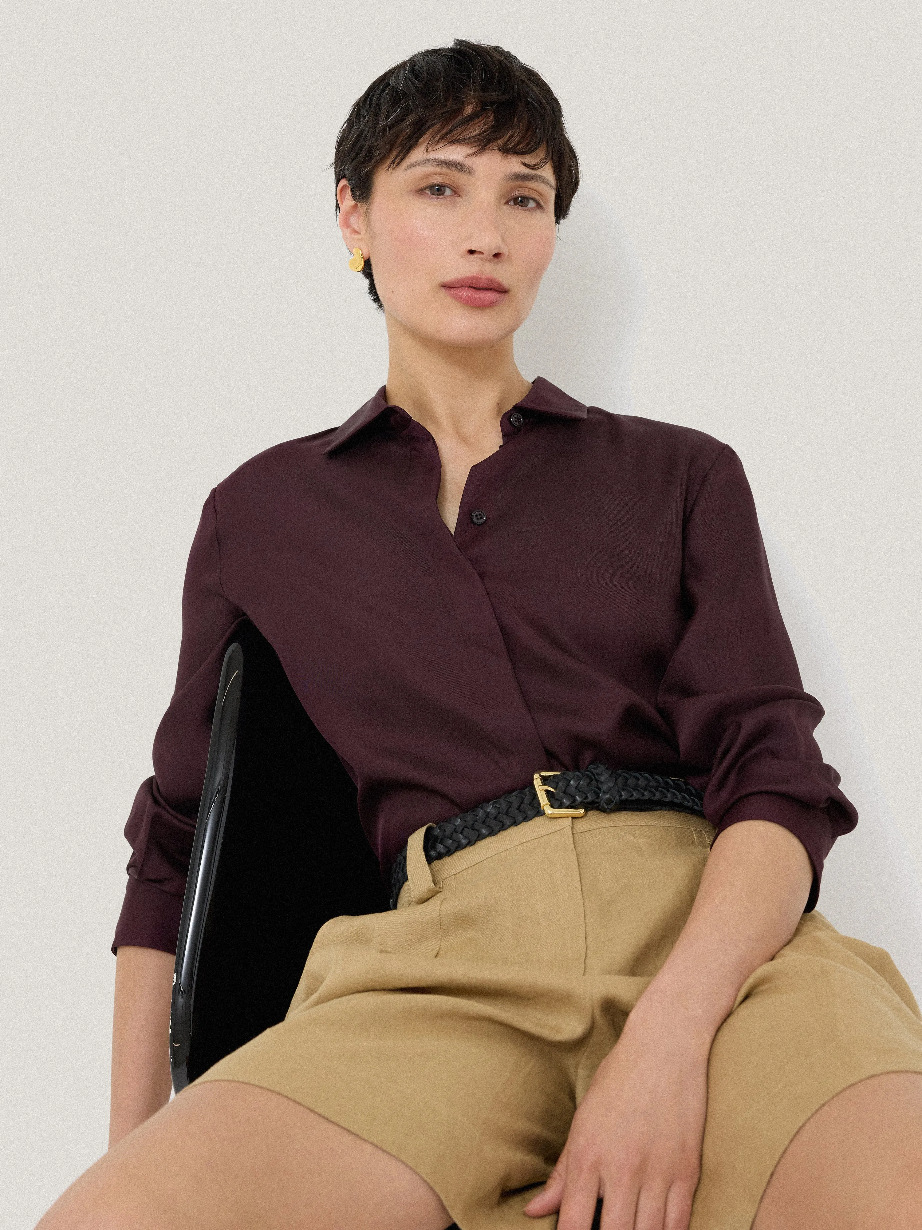 Silk Twill Shirt | Oxblood sold by Jigsaw