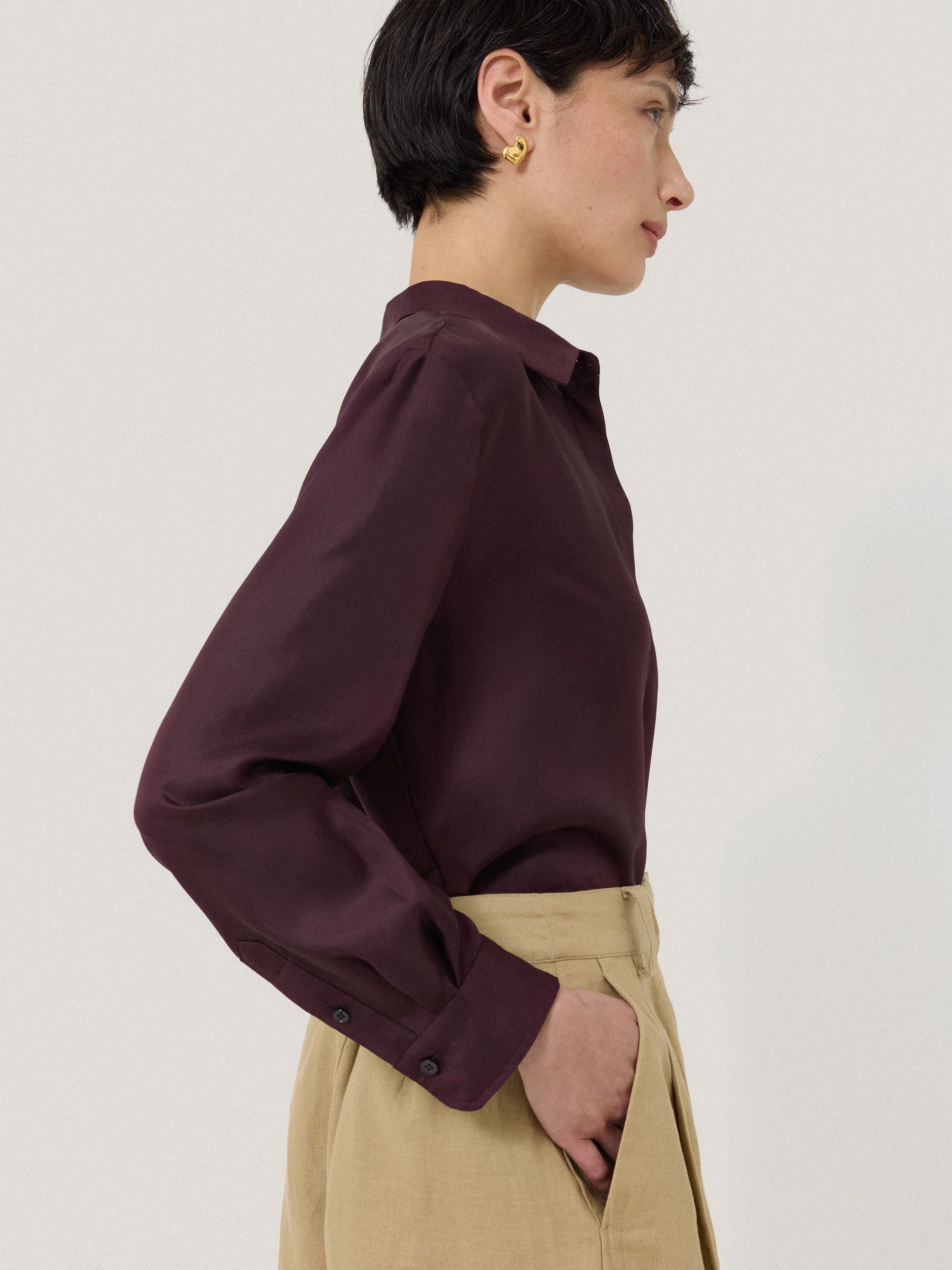 Silk Twill Shirt | Oxblood sold by Jigsaw product image thumbnail 3