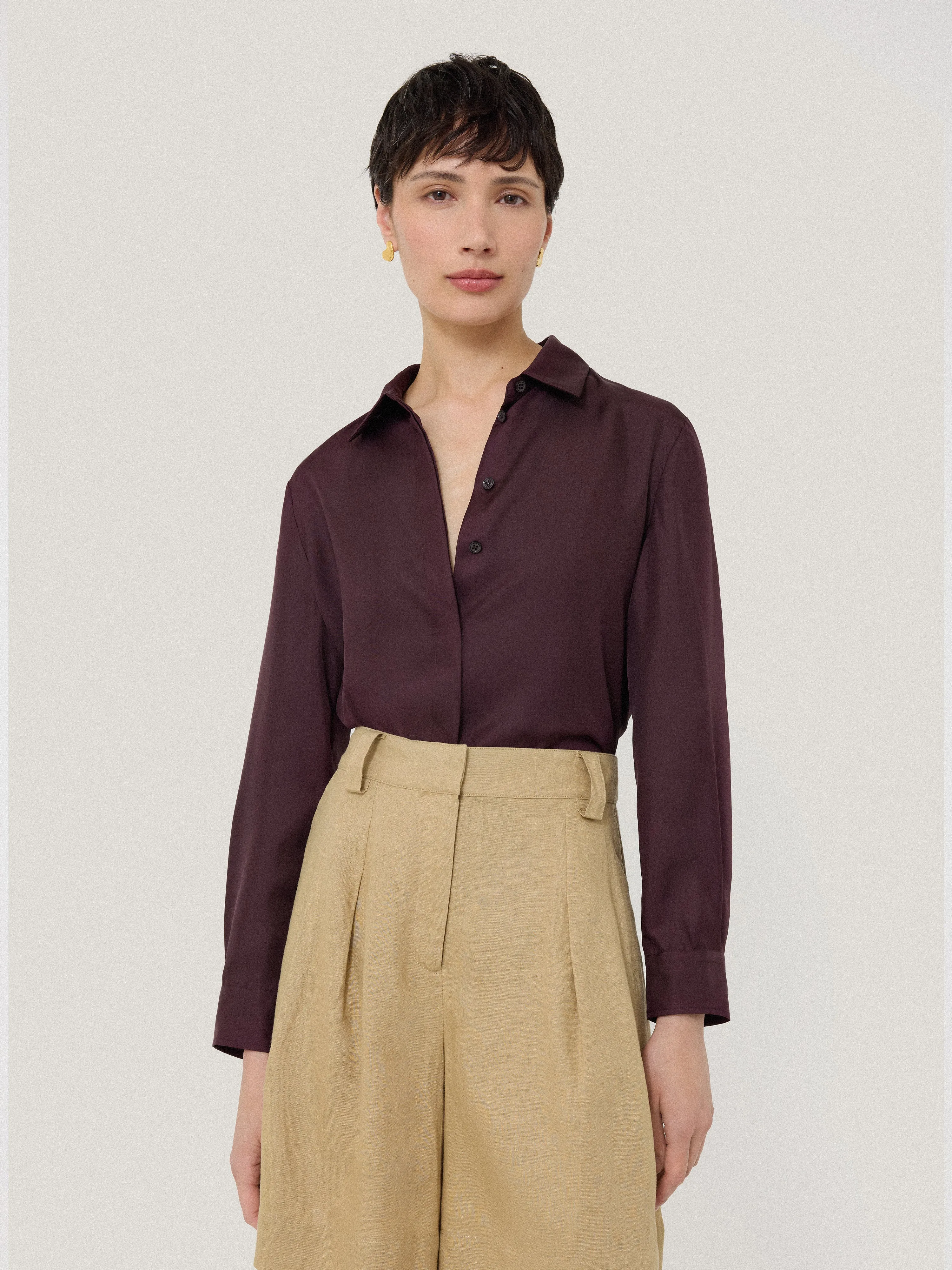 Silk Twill Shirt | Oxblood sold by Jigsaw product image thumbnail 4