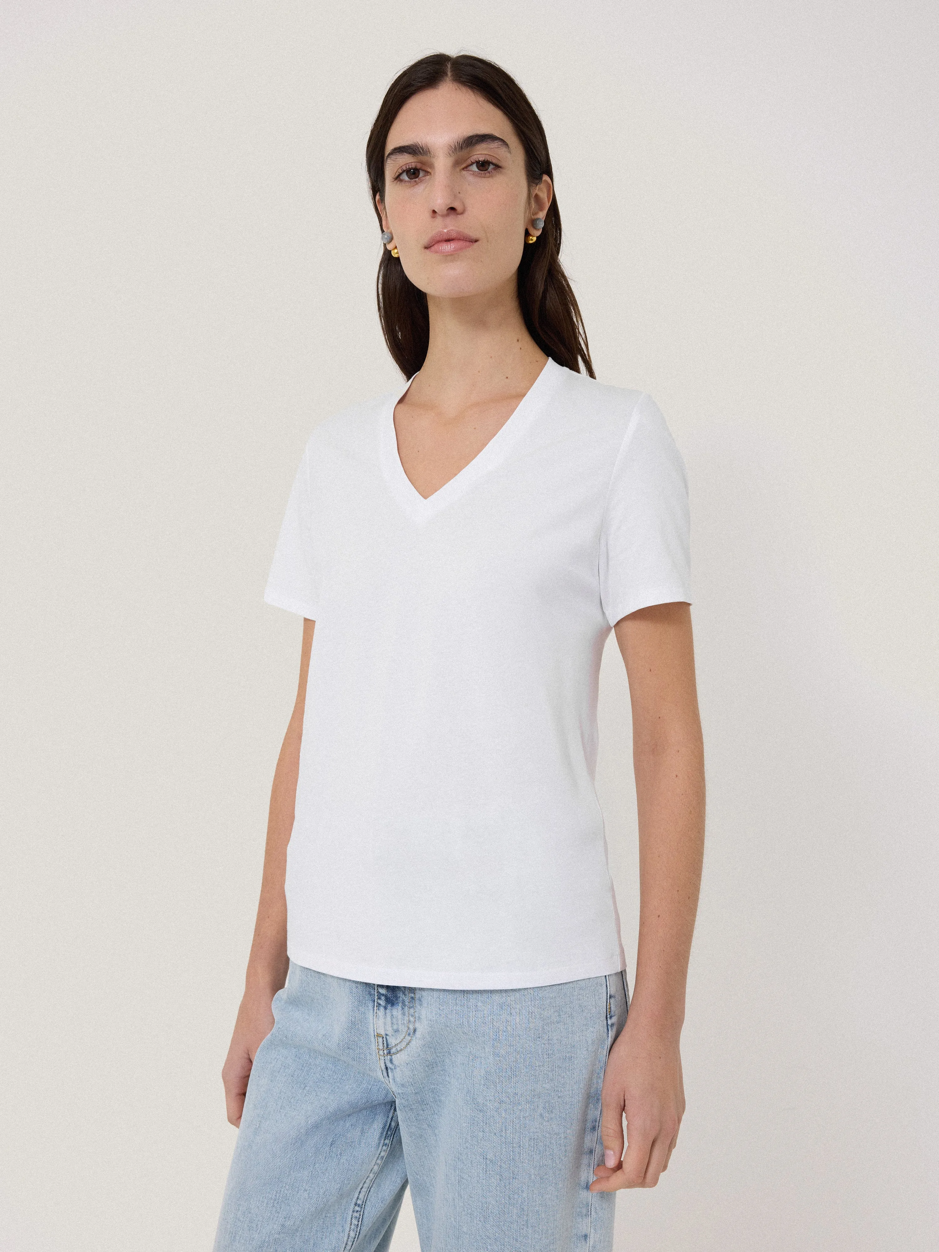 Supima Cotton V Neck T-shirt | White sold by Jigsaw product image thumbnail 2