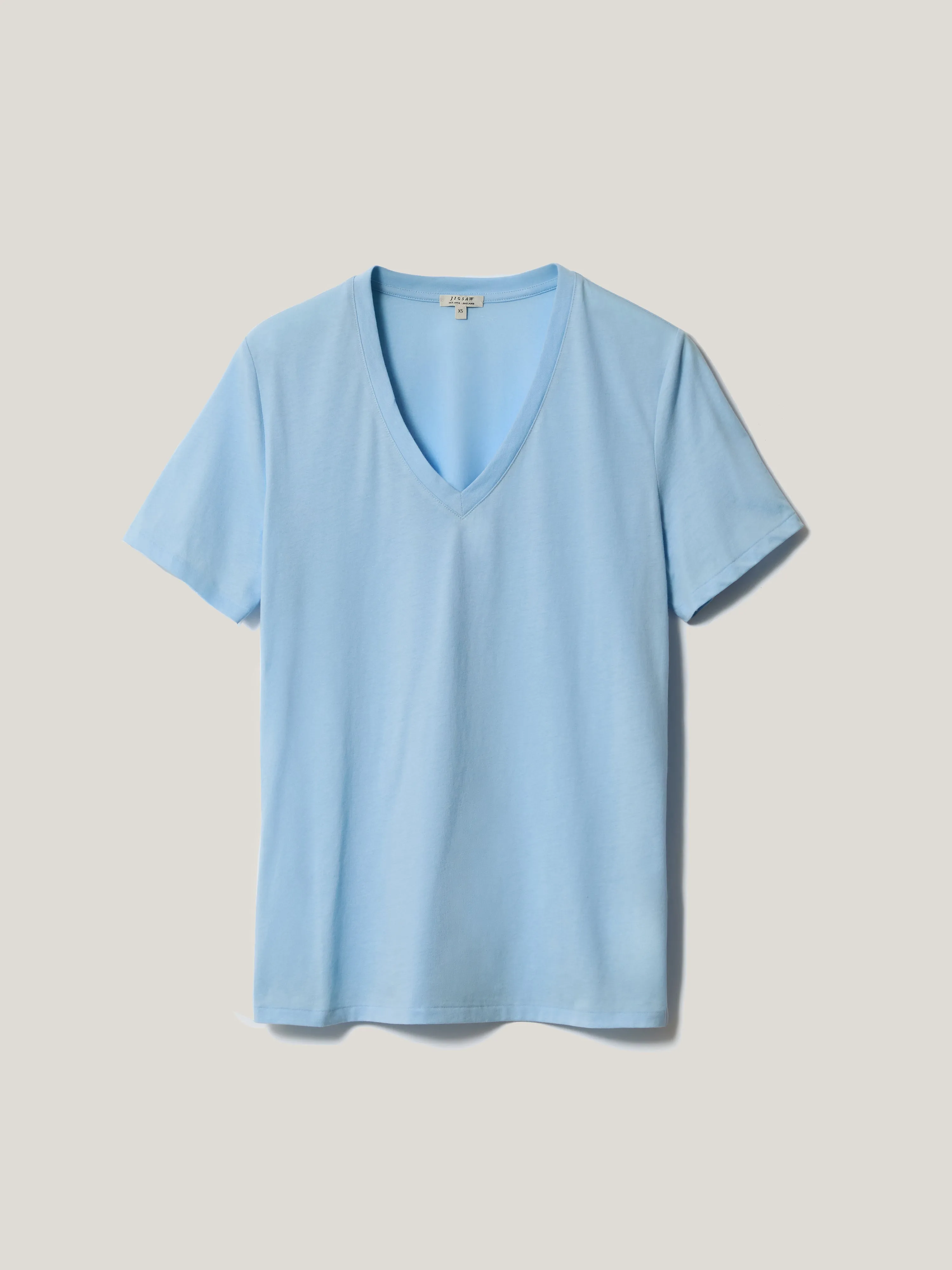 Supima Cotton V Neck T-shirt | Blue sold by Jigsaw product image thumbnail 5