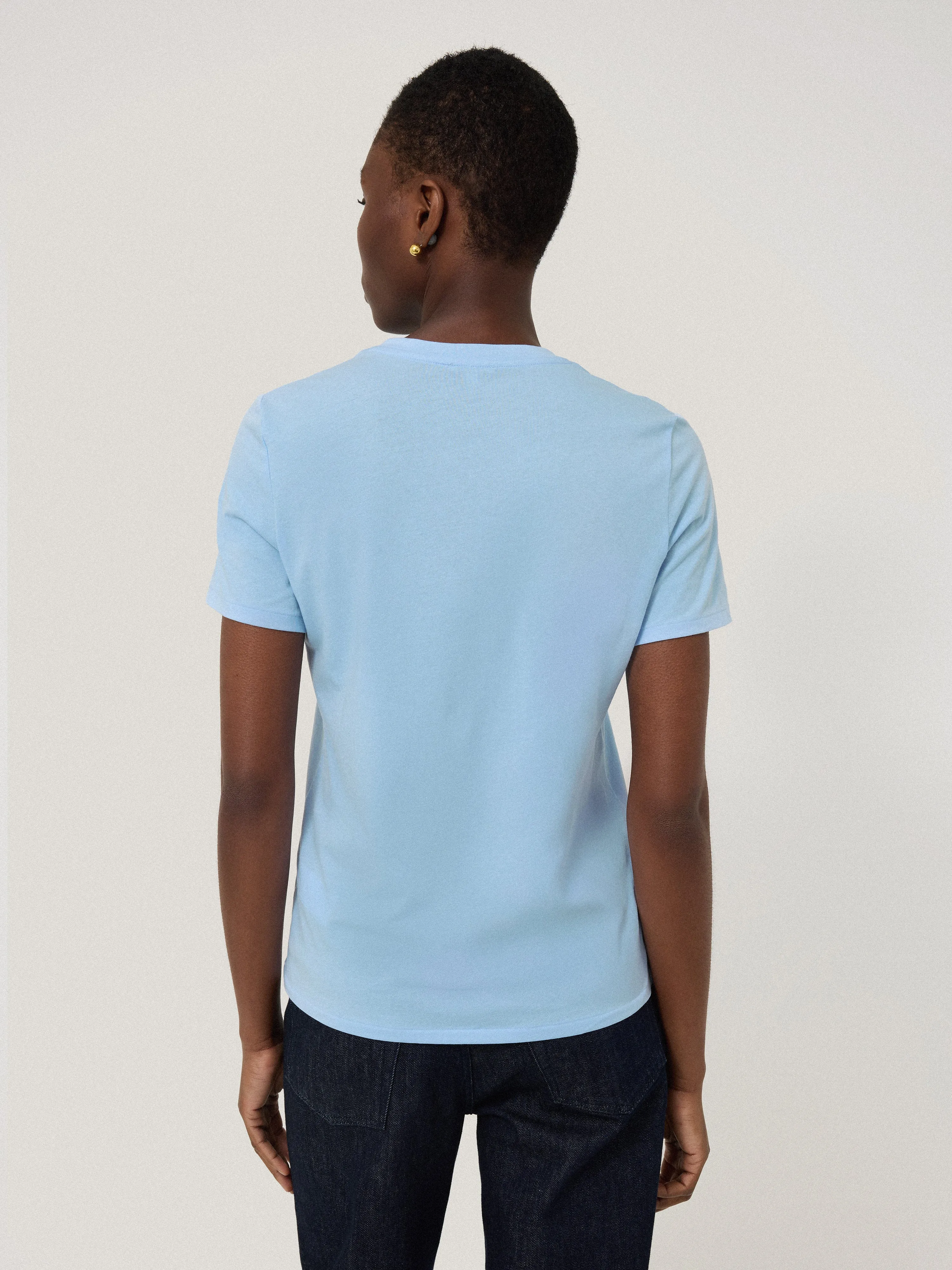 Supima Cotton V Neck T-shirt | Blue sold by Jigsaw product image thumbnail 3