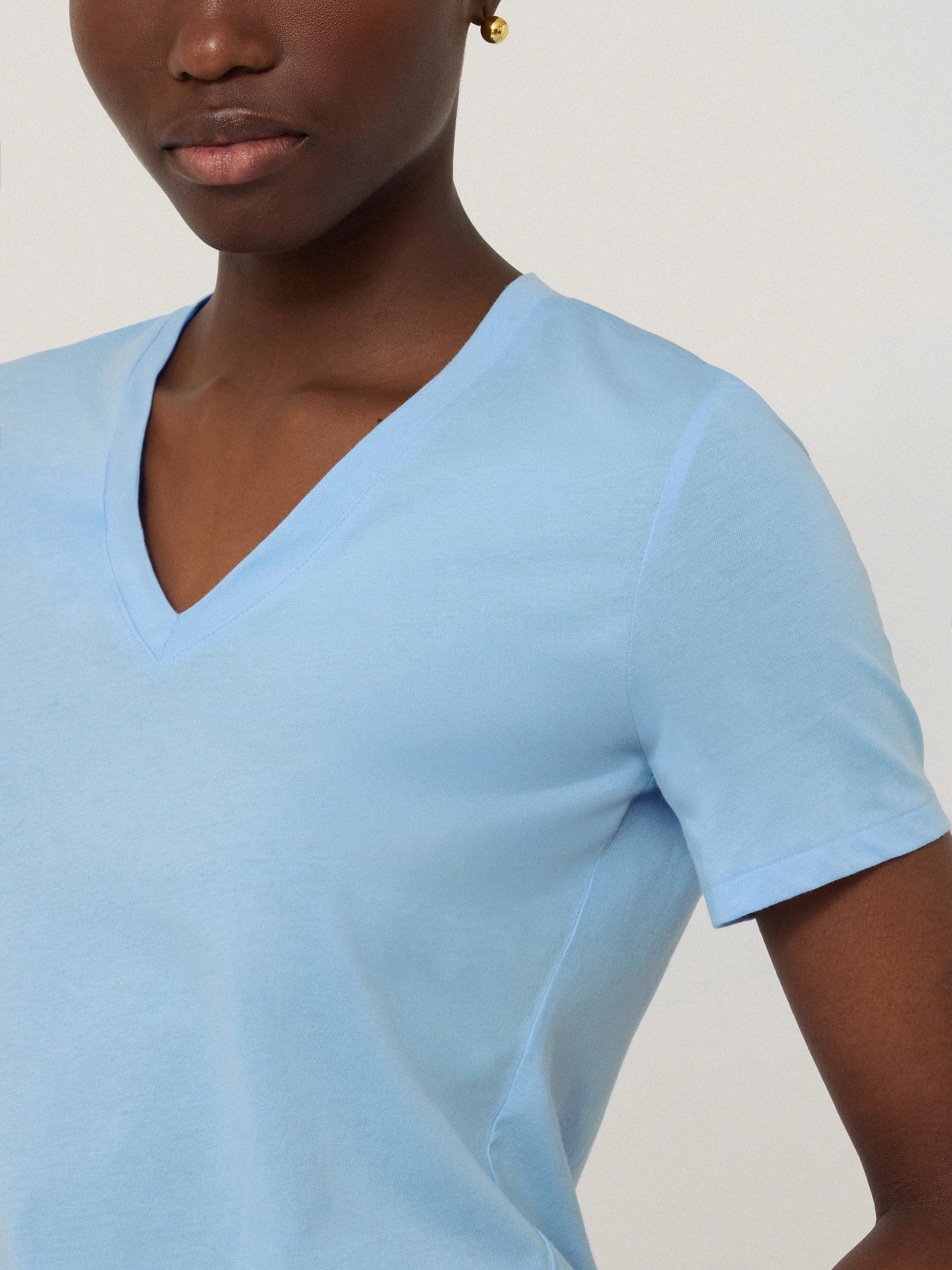Supima Cotton V Neck T-shirt | Blue sold by Jigsaw product image thumbnail 2