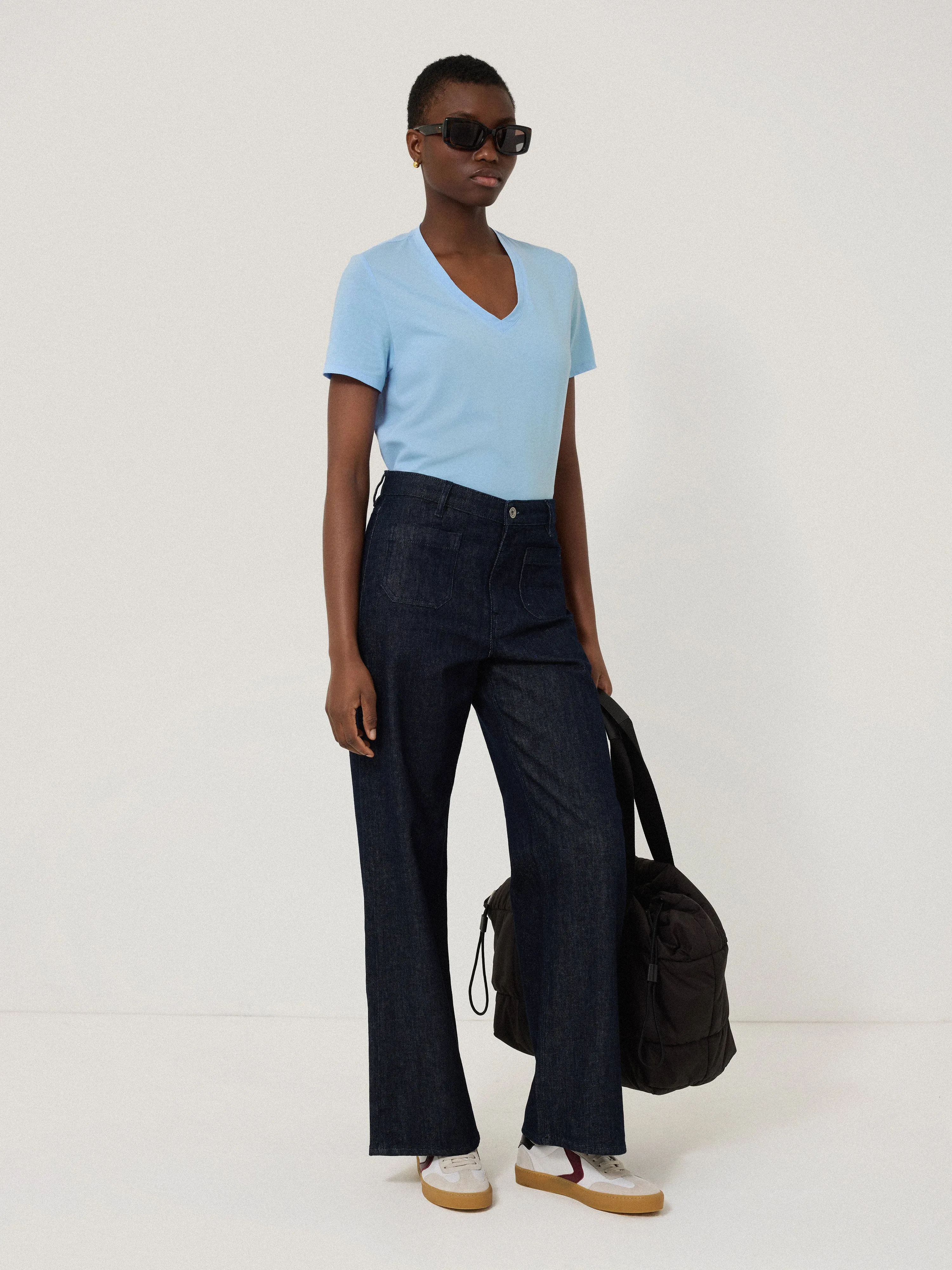 Supima Cotton V Neck T-shirt | Blue sold by Jigsaw product image thumbnail 4