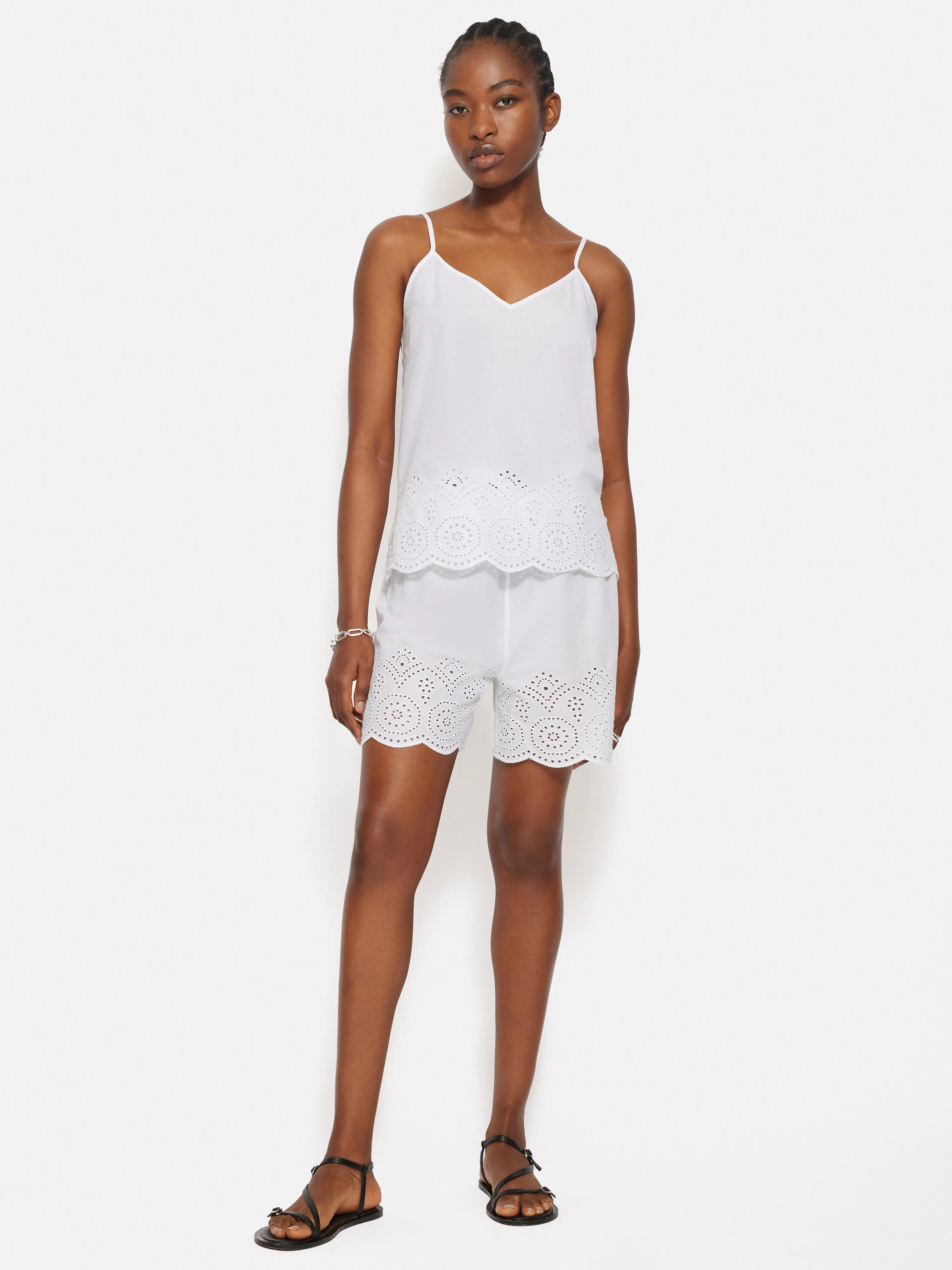 Broderie Anglaise Pyjama Short | White sold by Jigsaw product image thumbnail 3