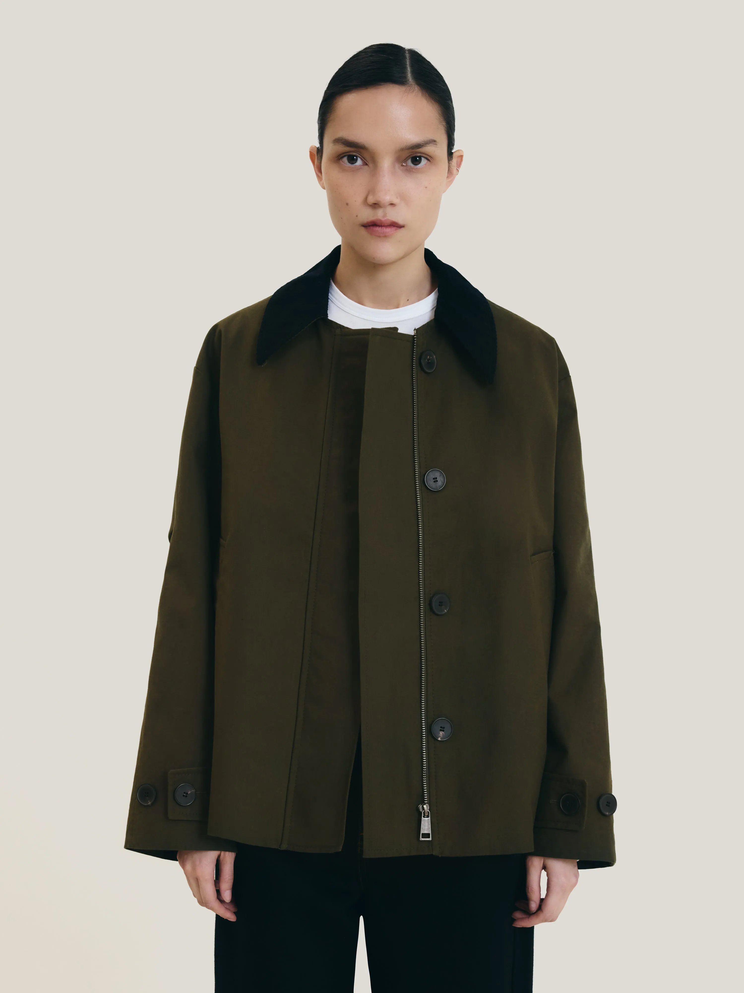 Compact Cotton Jacket | Green sold by Jigsaw