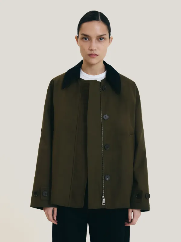 British Millerain Cotton Jacket | Green sold by Jigsaw