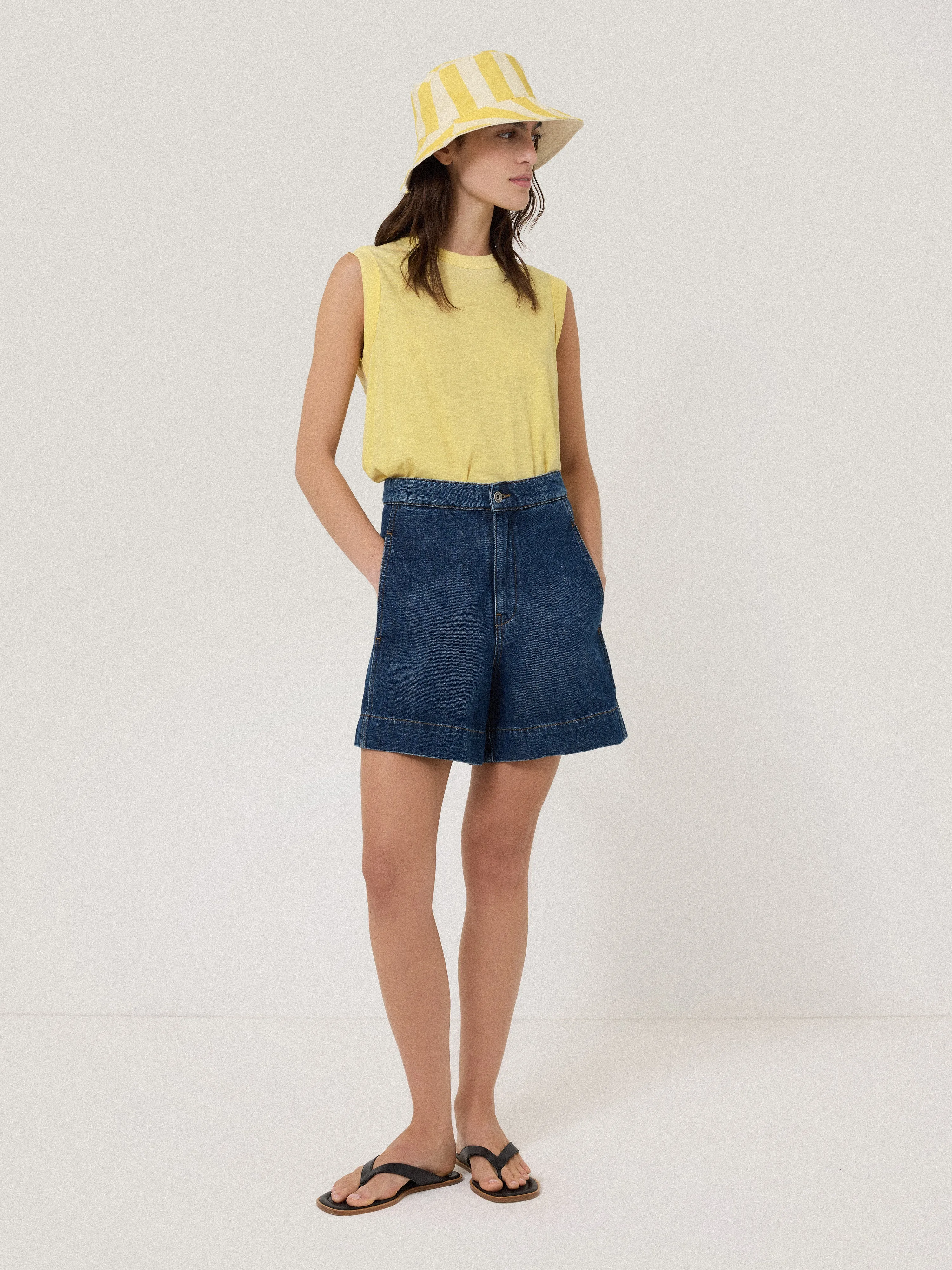 Reversible Cotton Stripe Bucket Hat | Yellow sold by Jigsaw product image thumbnail 5