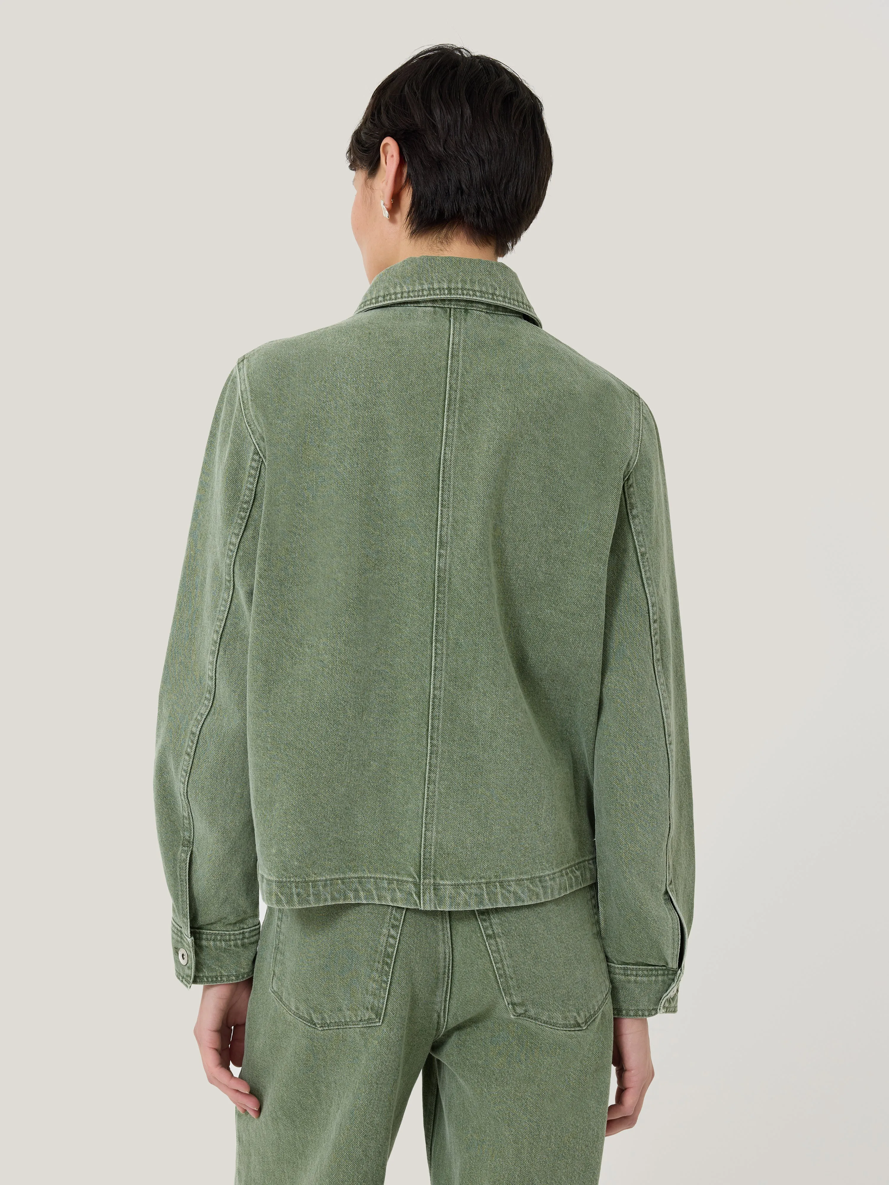 Cooper Denim Cropped Jacket | Washed Green sold by Jigsaw product image thumbnail 5