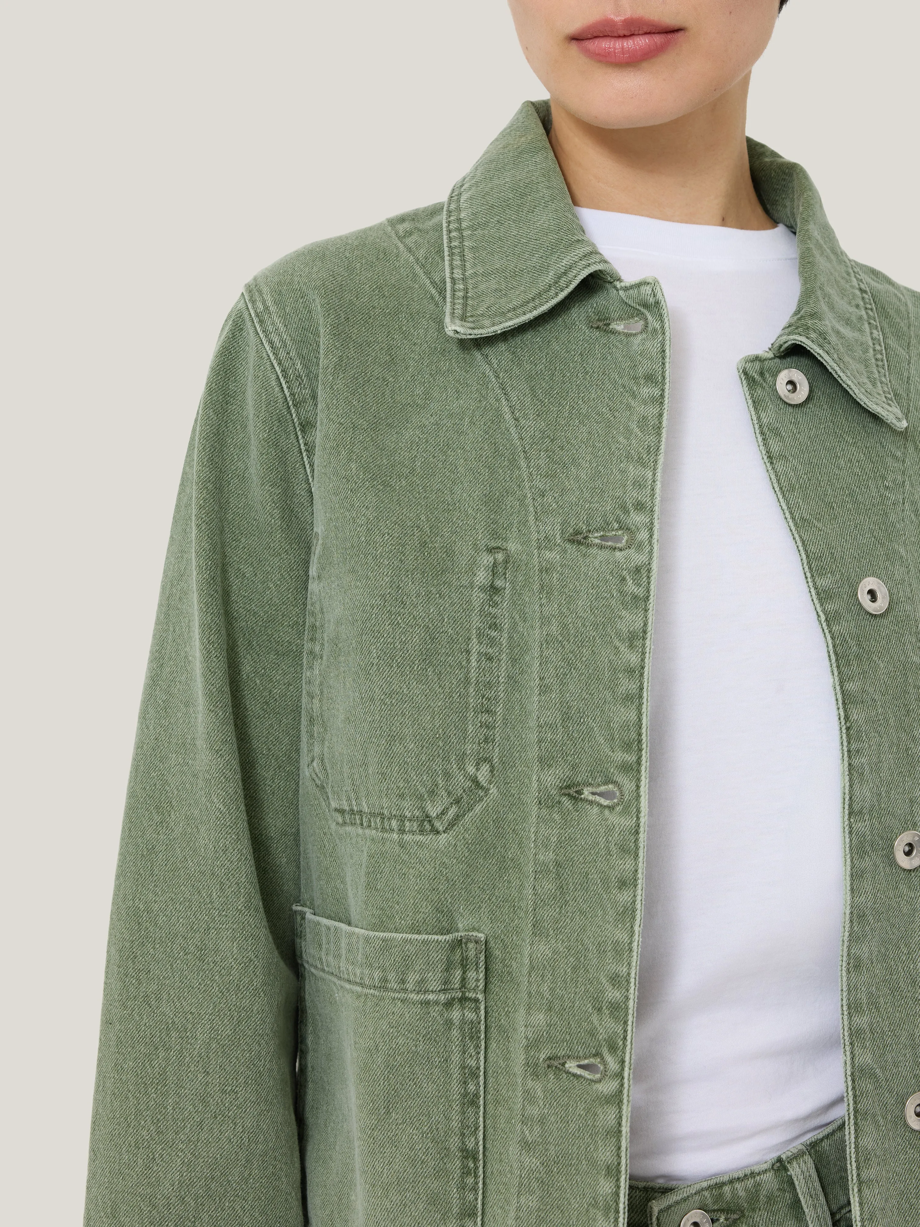 Cooper Denim Cropped Jacket | Washed Green sold by Jigsaw product image thumbnail 3