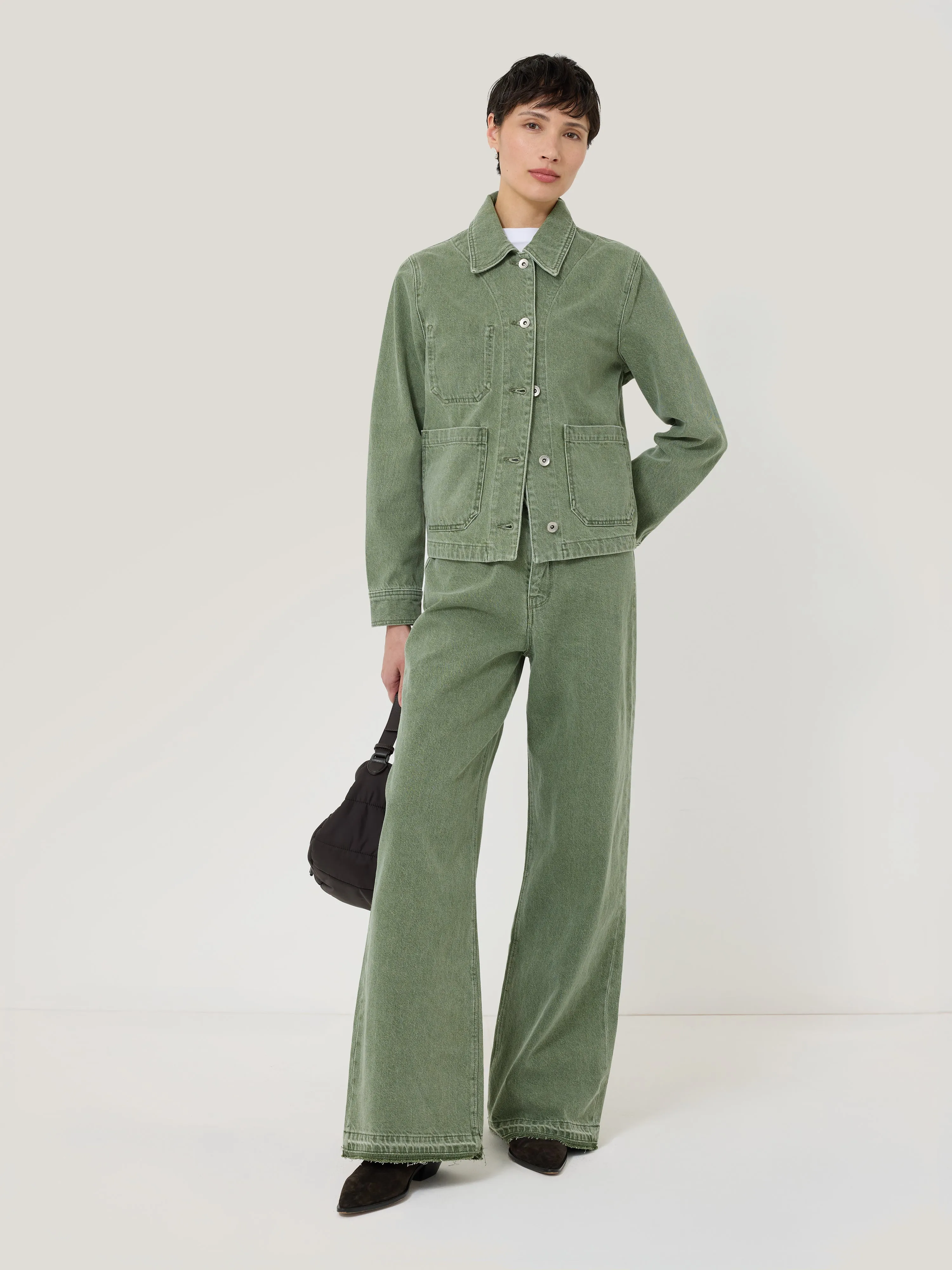 Cooper Denim Cropped Jacket | Washed Green sold by Jigsaw product image thumbnail 2